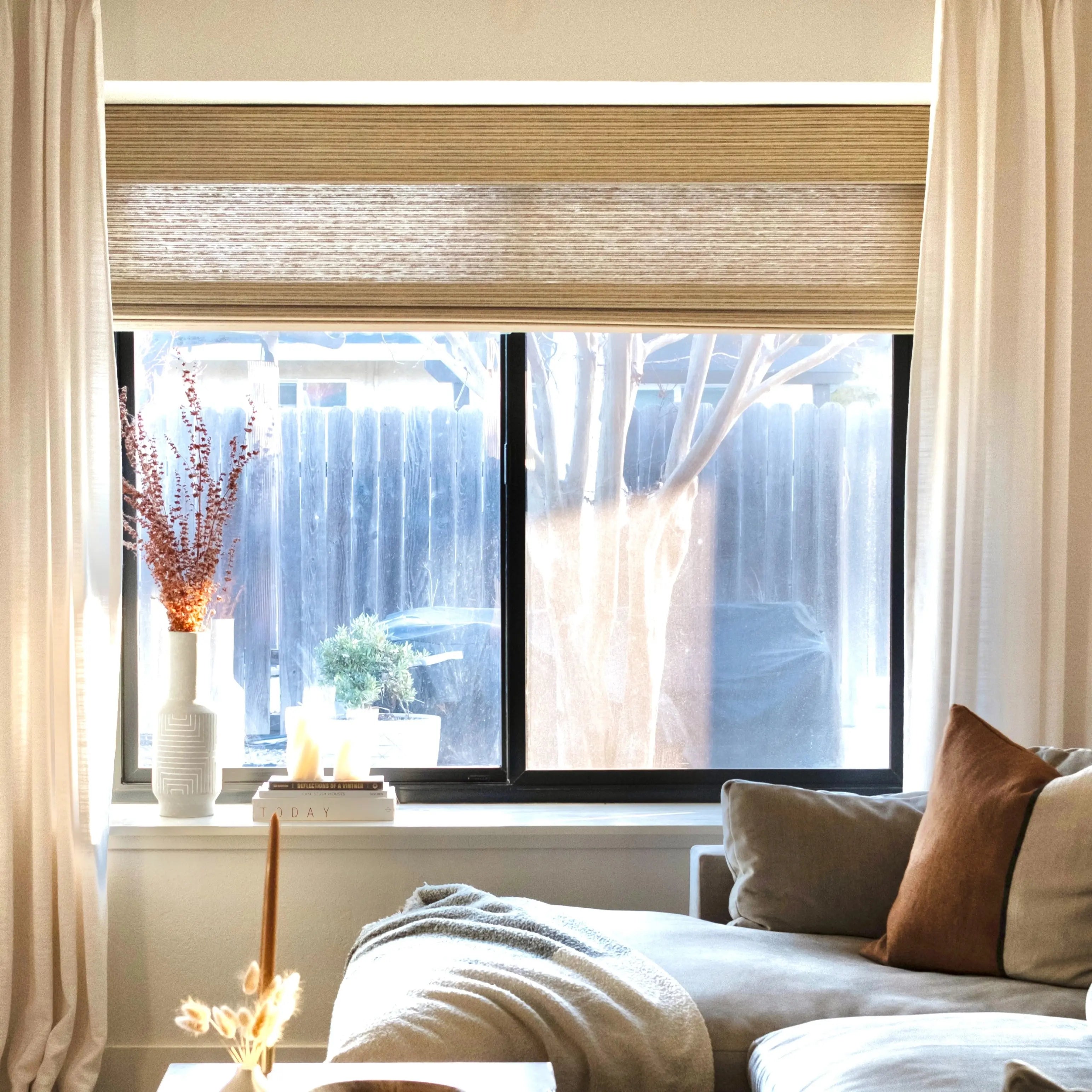 Rae Natural Ramie Flax Woven Wood Shades - Series C -TWOPAGES CURTAINS