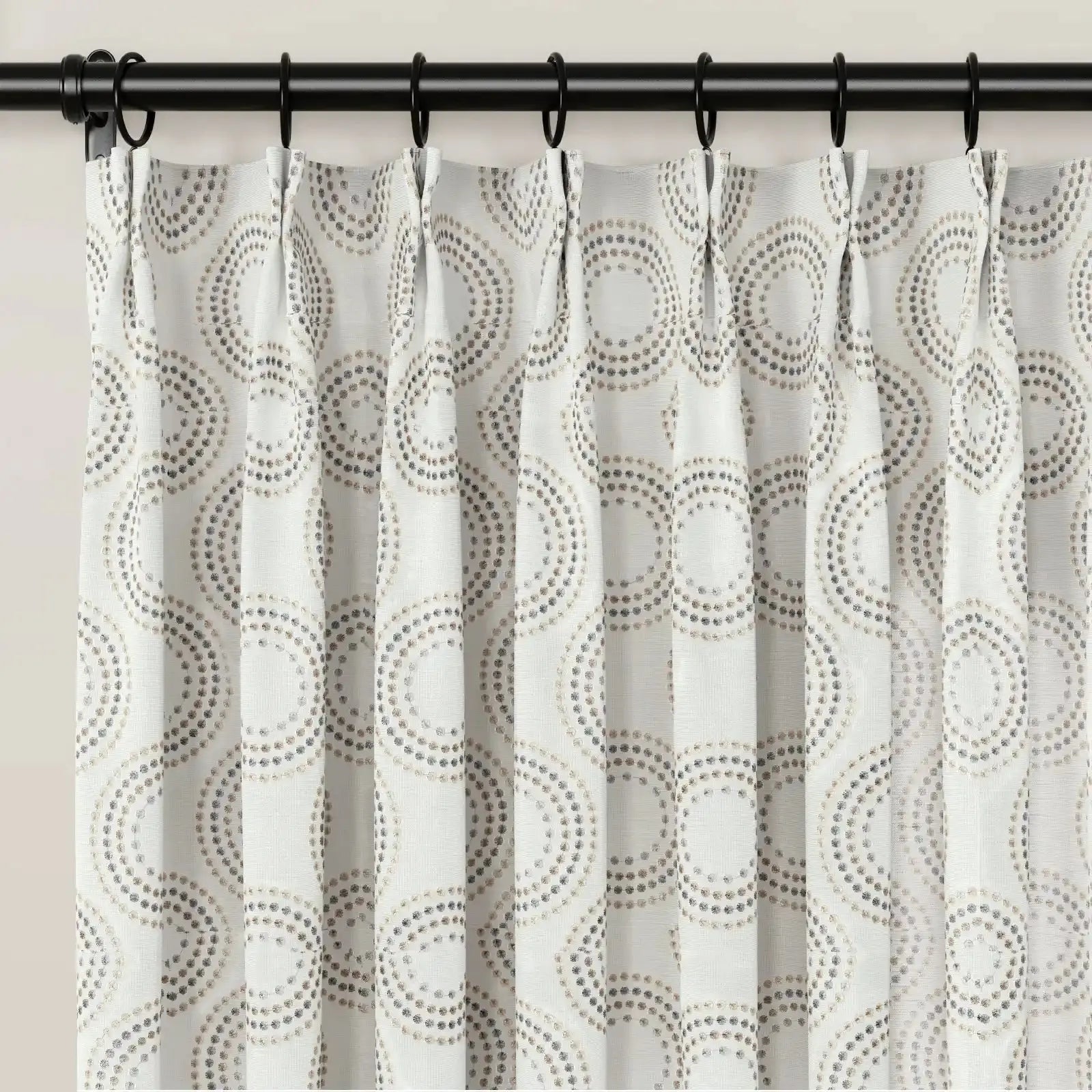 linen cotton embroidered pleated drapery for elegant insulated style