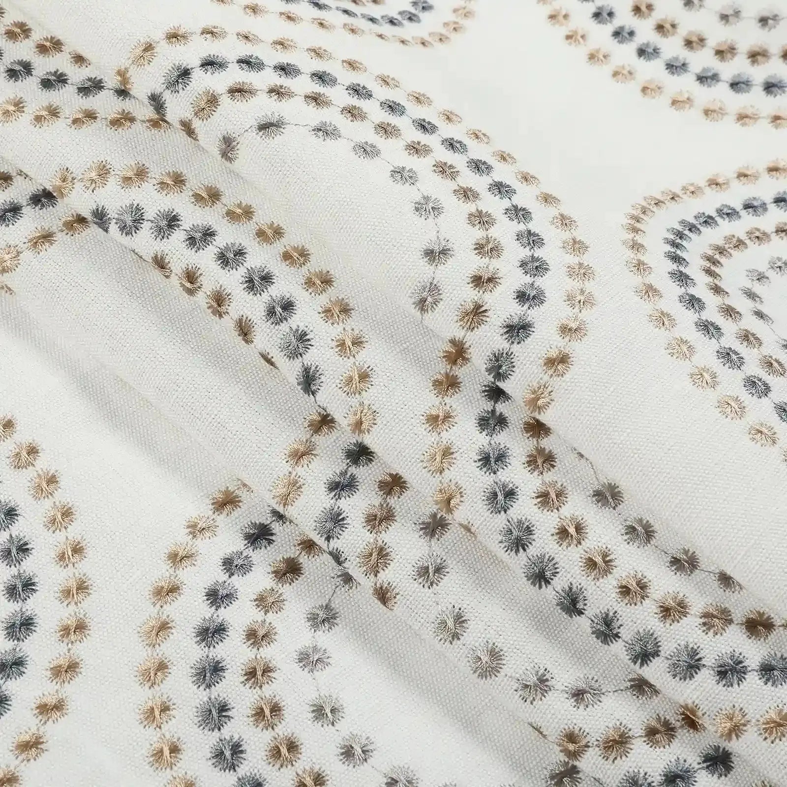 linen cotton embroidered pleated drapery for elegant insulated style