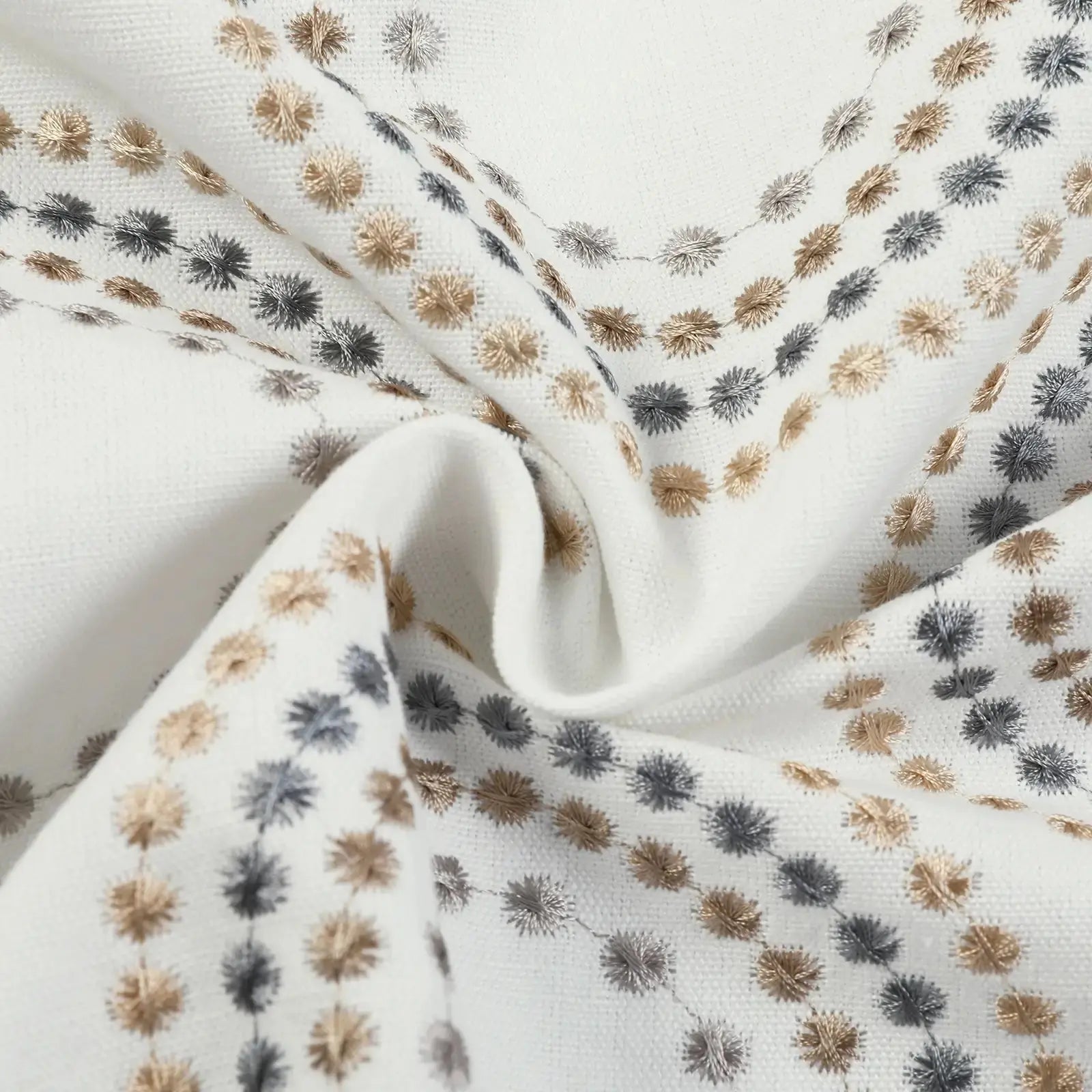 linen cotton embroidered pleated drapery for elegant insulated style