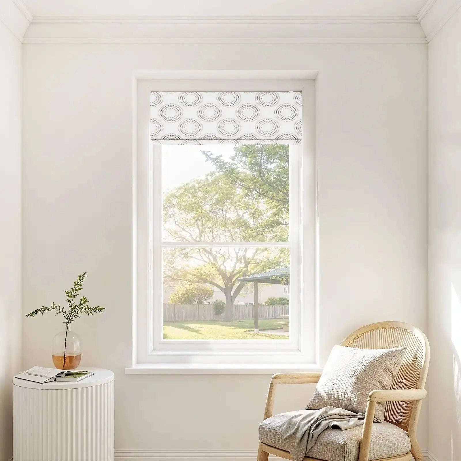 Linnea Linen Cotton Embroidered Roman Shade Cordless -TWOPAGES