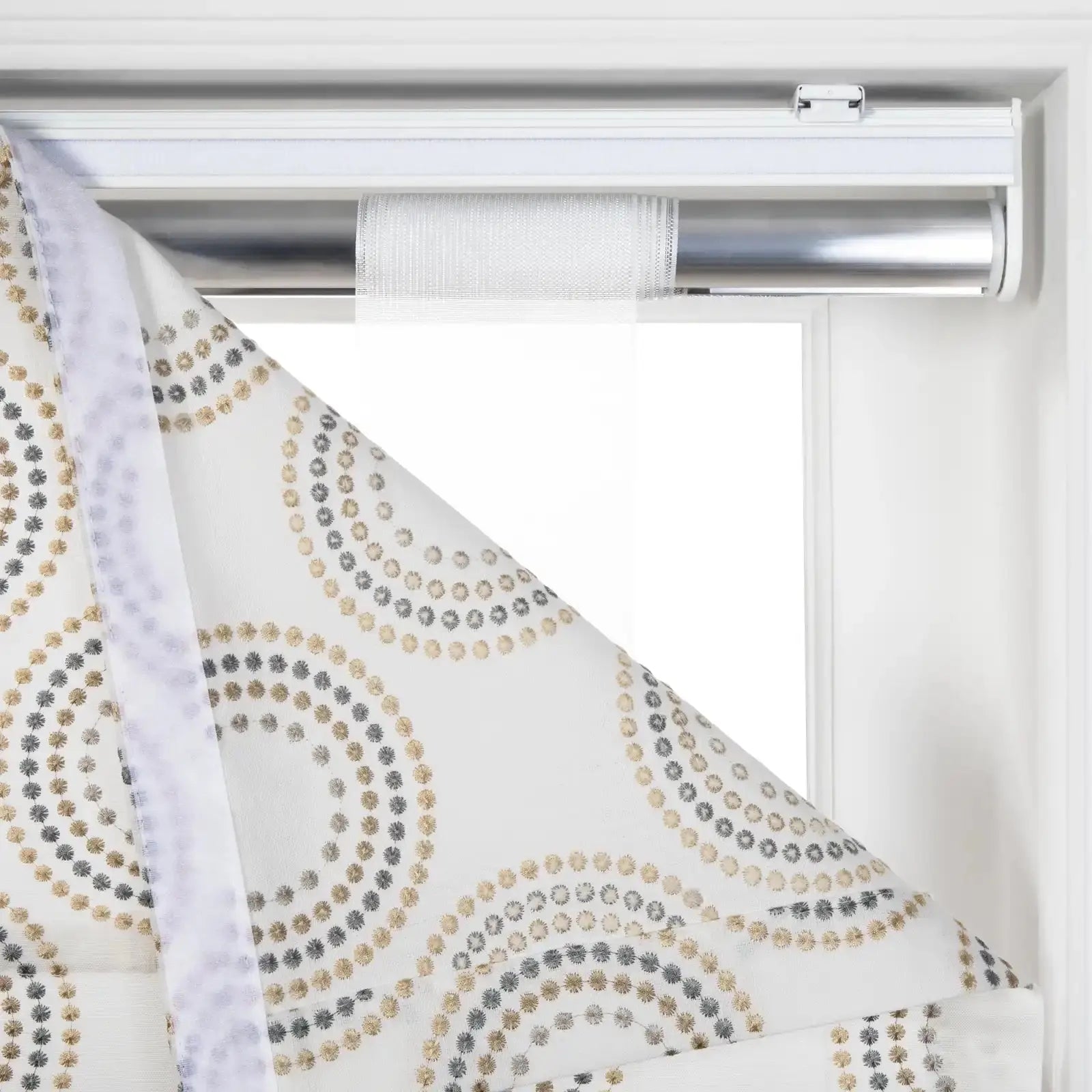 Linnea Linen Cotton Embroidered Roman Shade Cordless -TWOPAGES