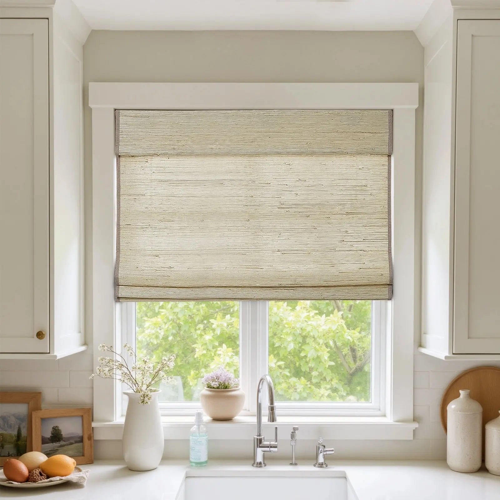 Rae Natural Ramie Flax Woven Wood Shades - Series C -TWOPAGES CURTAINS