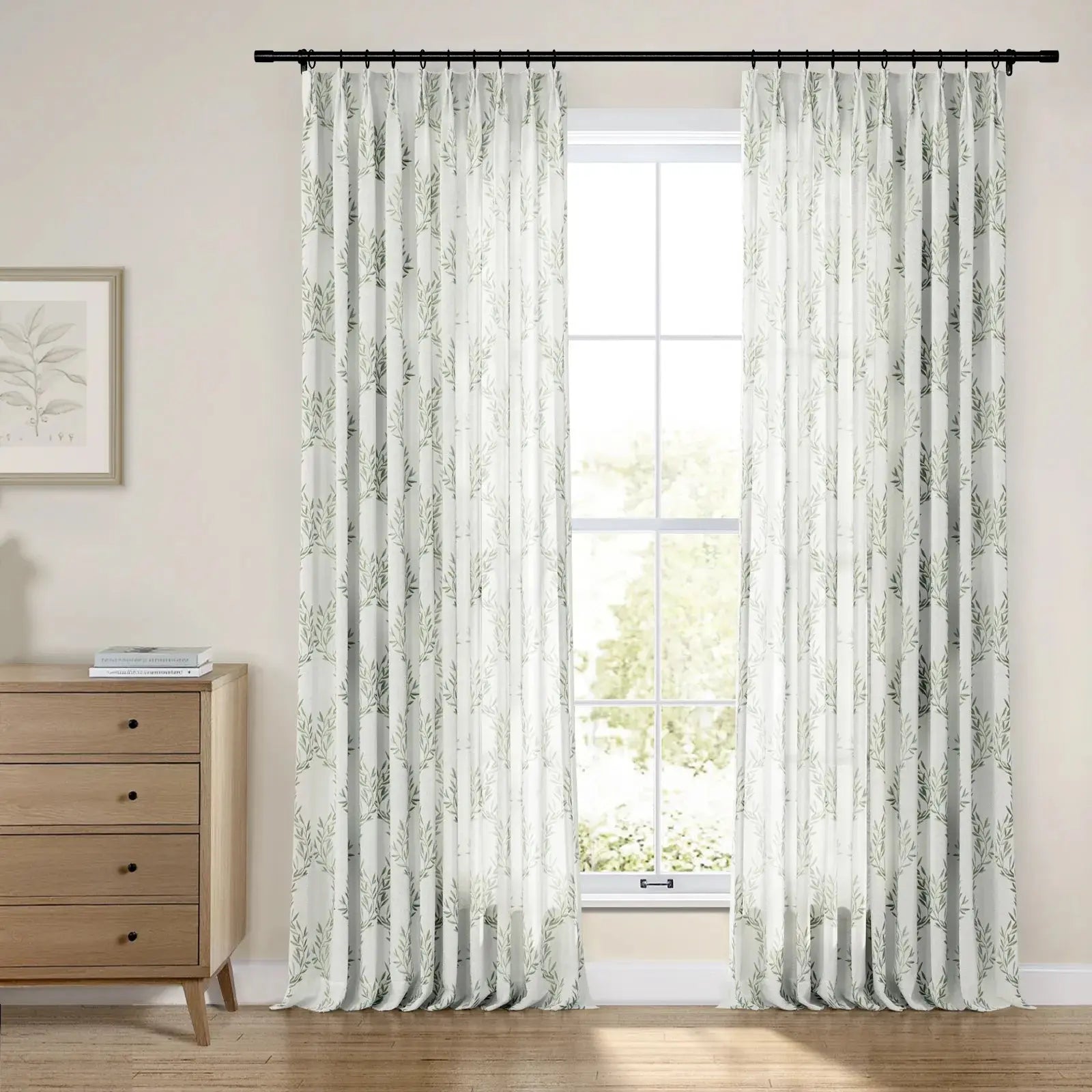 linen cotton embroidered pleated drapery for elegant insulated style