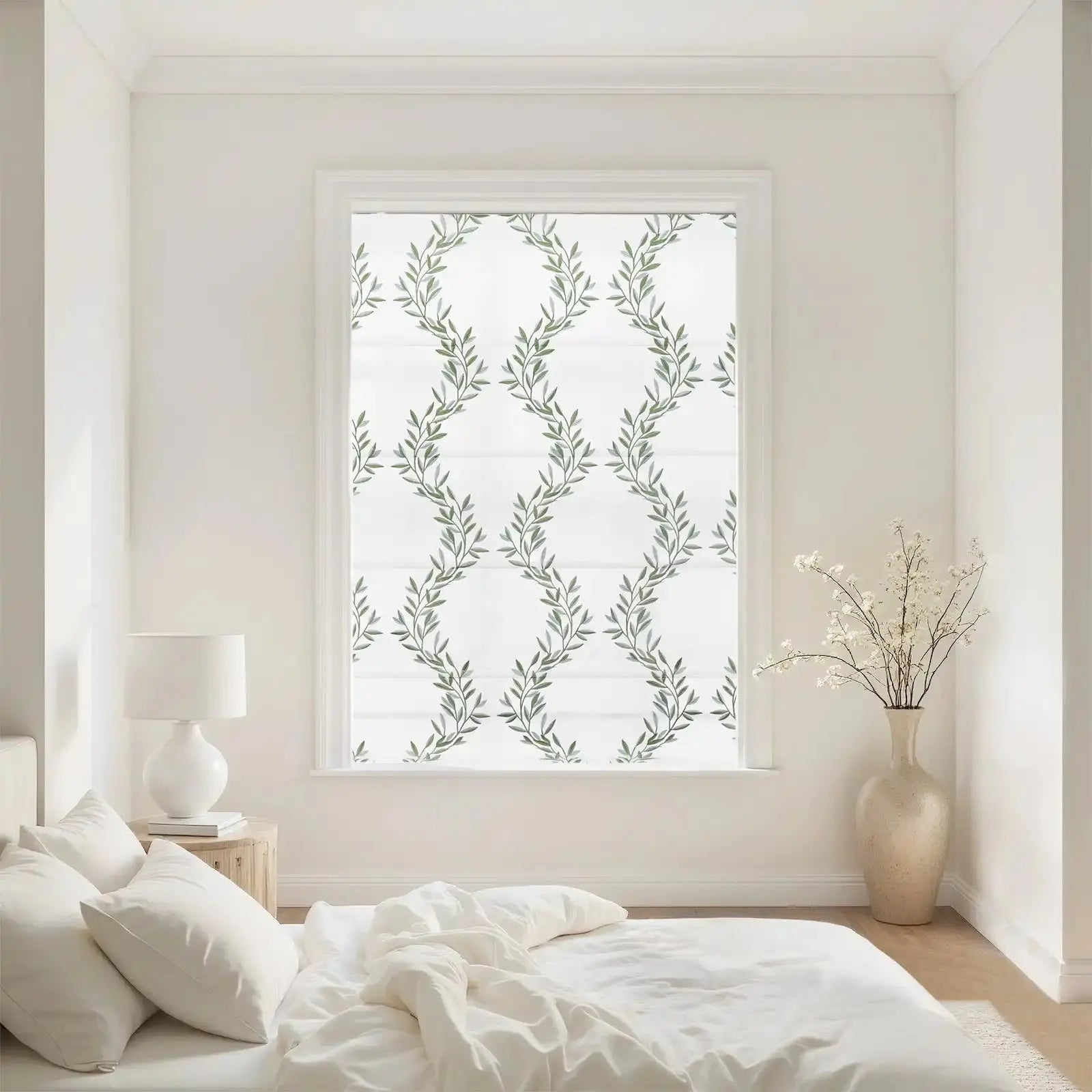 Linnea Linen Cotton Embroidered Roman Shade Cordless -TWOPAGES