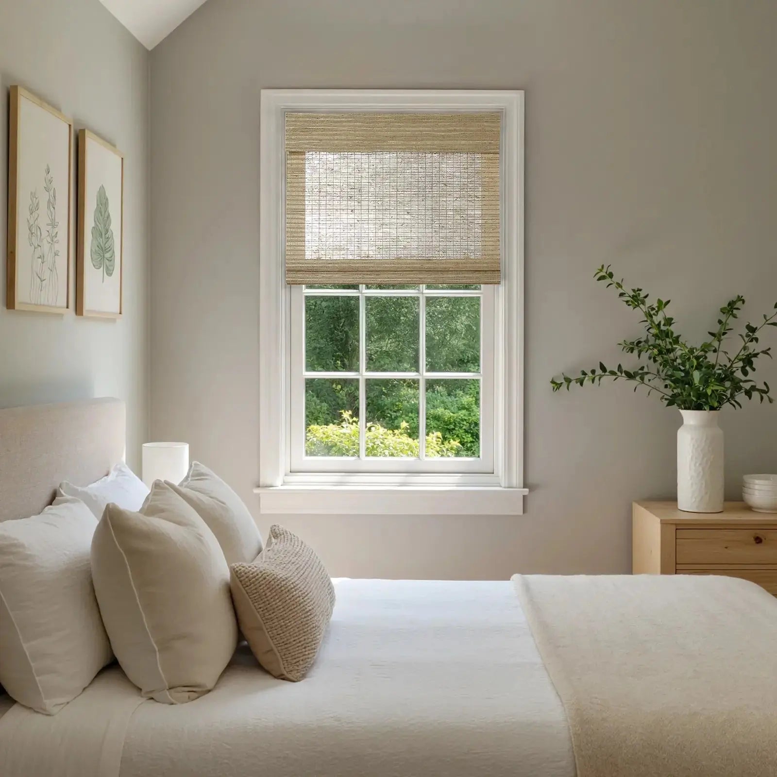 Rae Natural Ramie Flax Woven Wood Shades - Series C -TWOPAGES CURTAINS