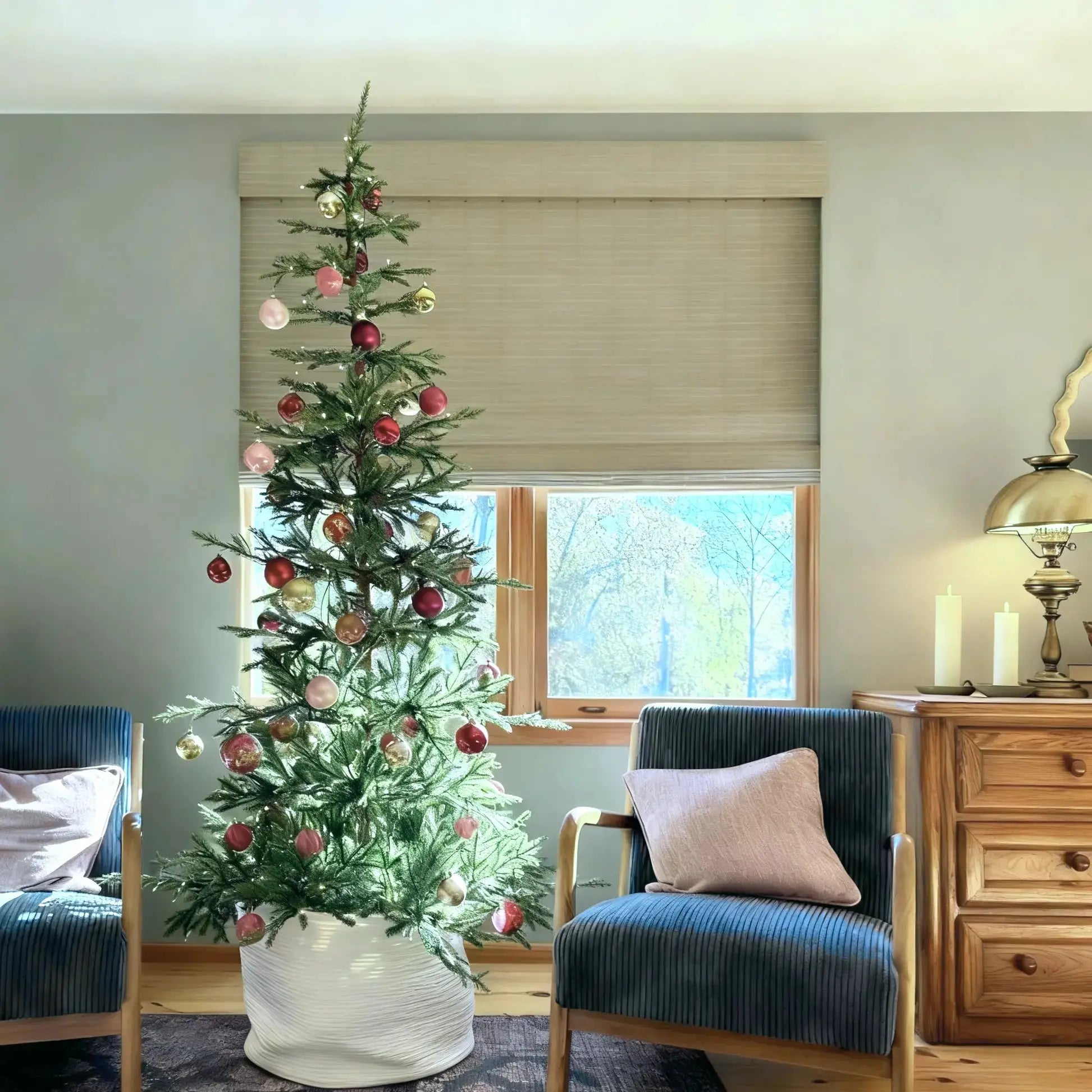 Sybil Bamboo Roman Shade Cordless- Green Haze T21-TWOPAGES CURTAINS