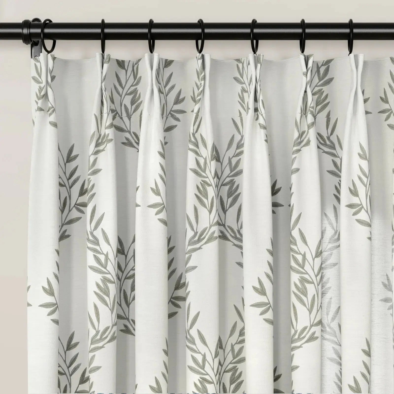 linen cotton embroidered pleated drapery for elegant insulated style