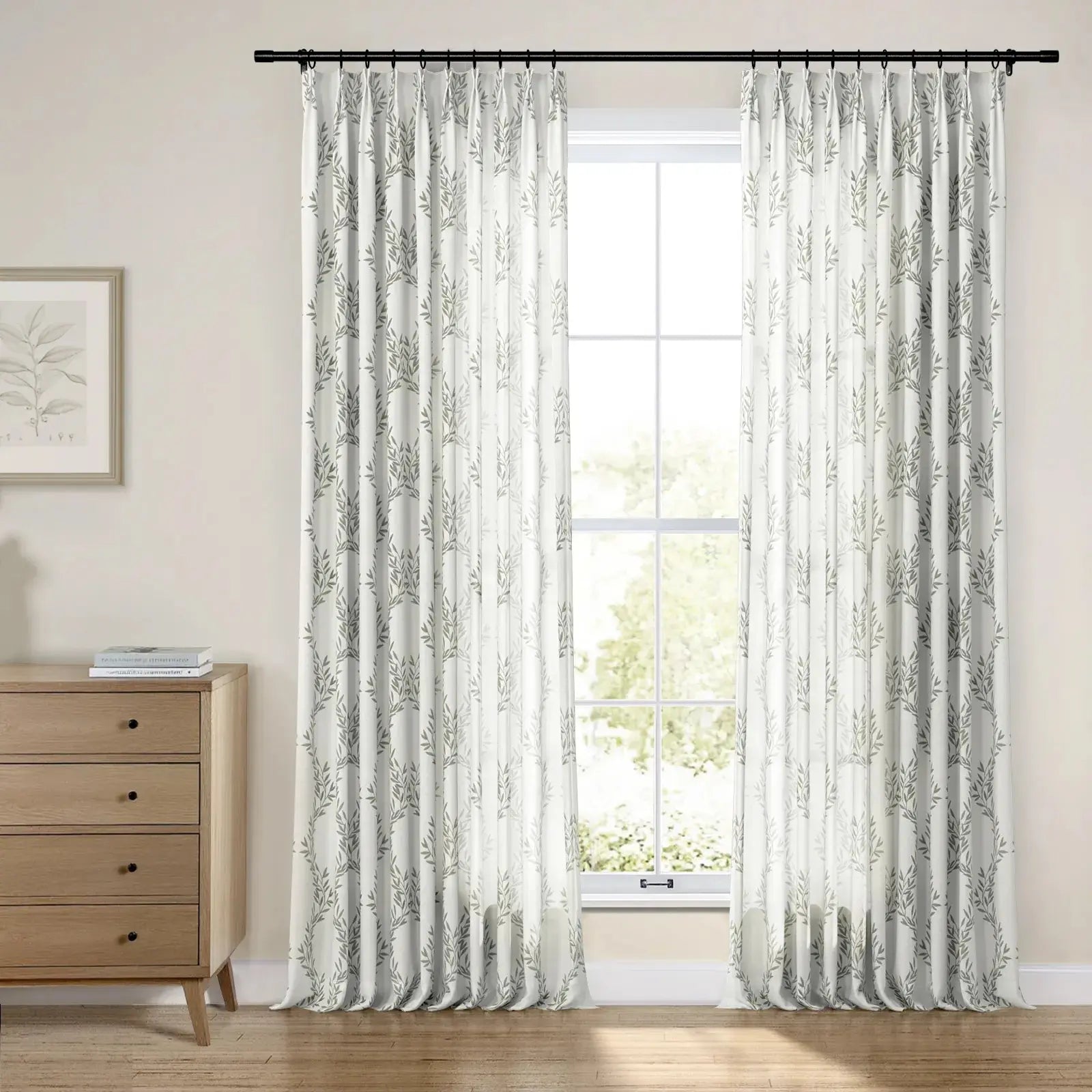 Linnea Striped Linen Cotton Embroidered Curtain Pleated -TWOPAGES