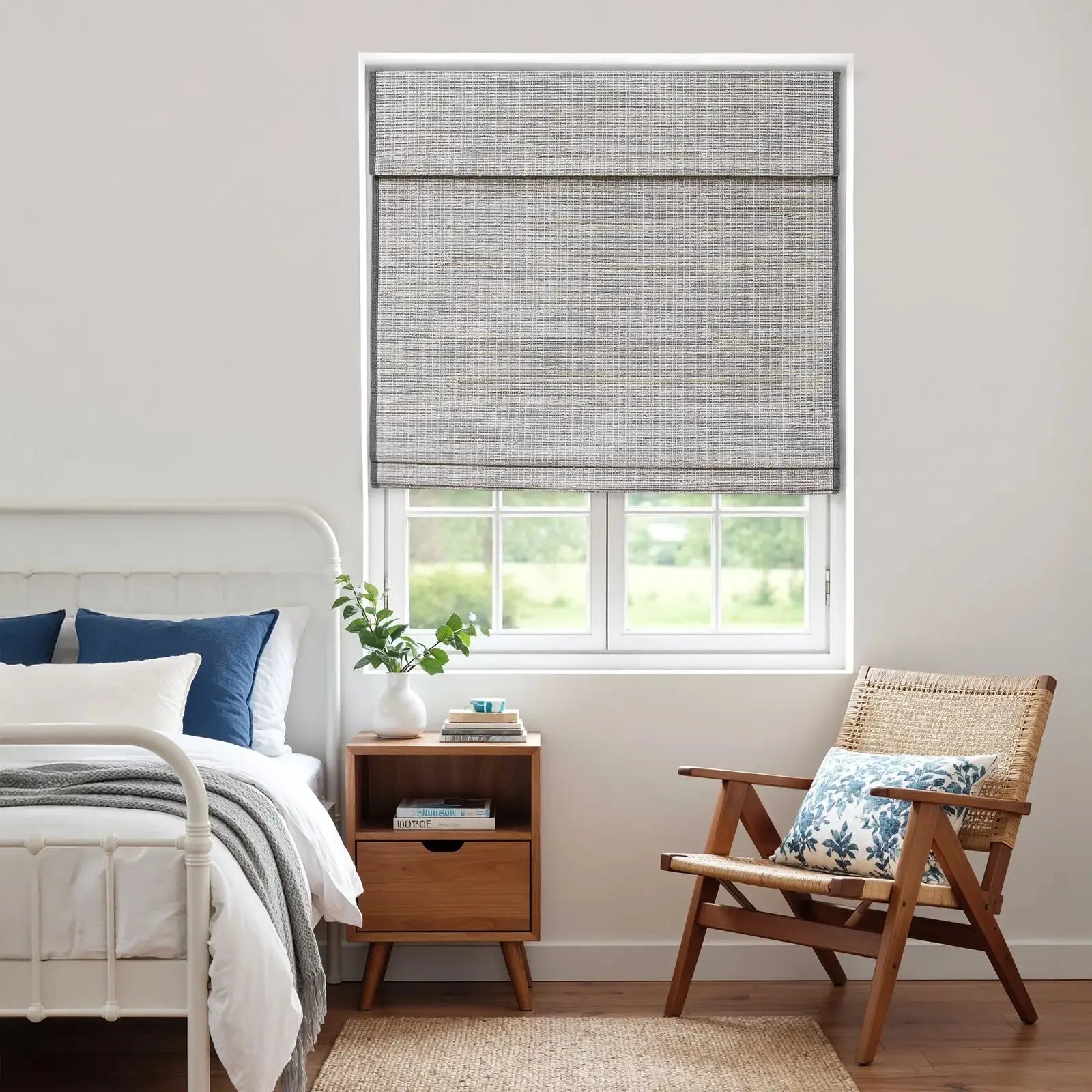 Rae Natural Ramie Flax Woven Wood Shades - Series C -TWOPAGES CURTAINS