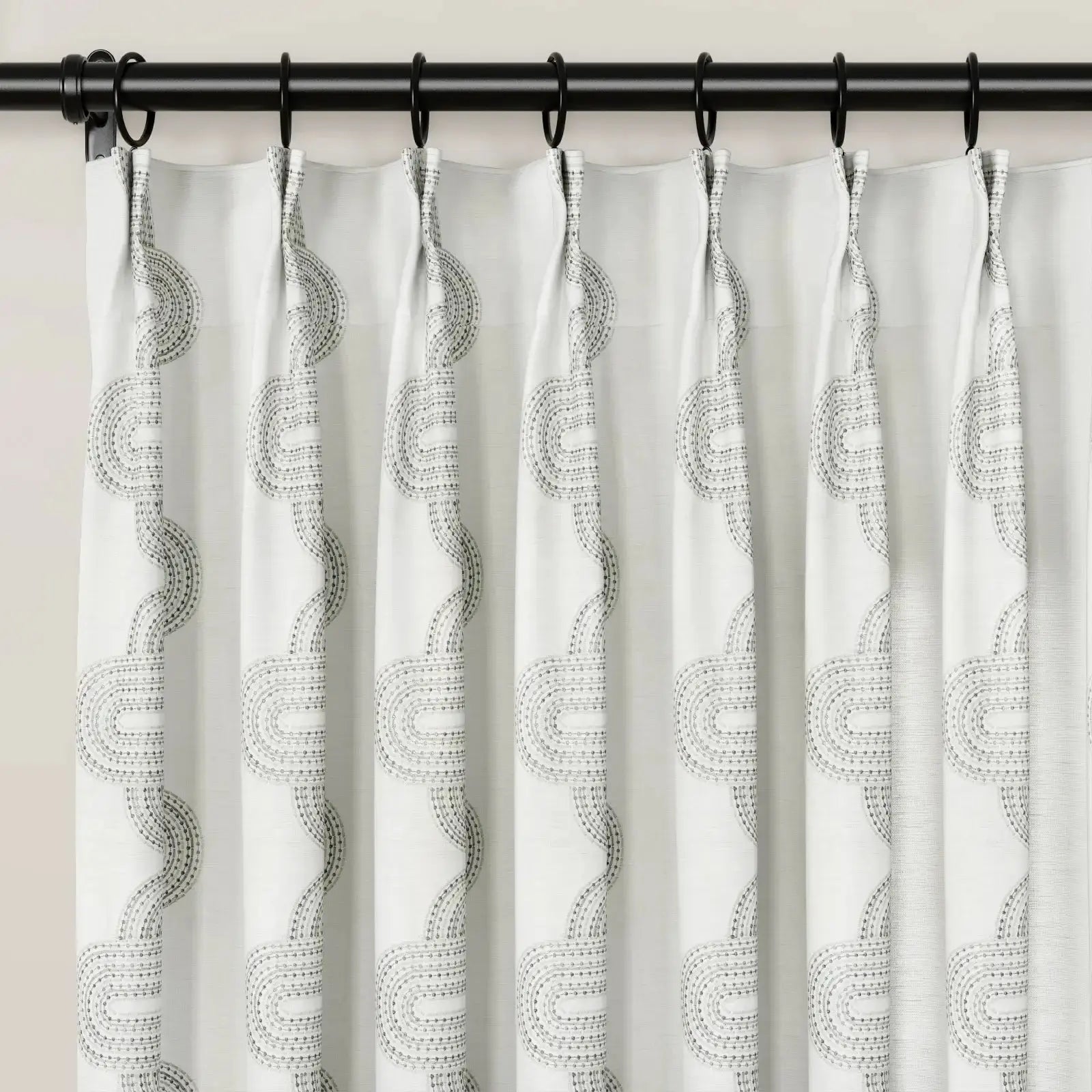 linen cotton embroidered pleated drapery for elegant insulated style