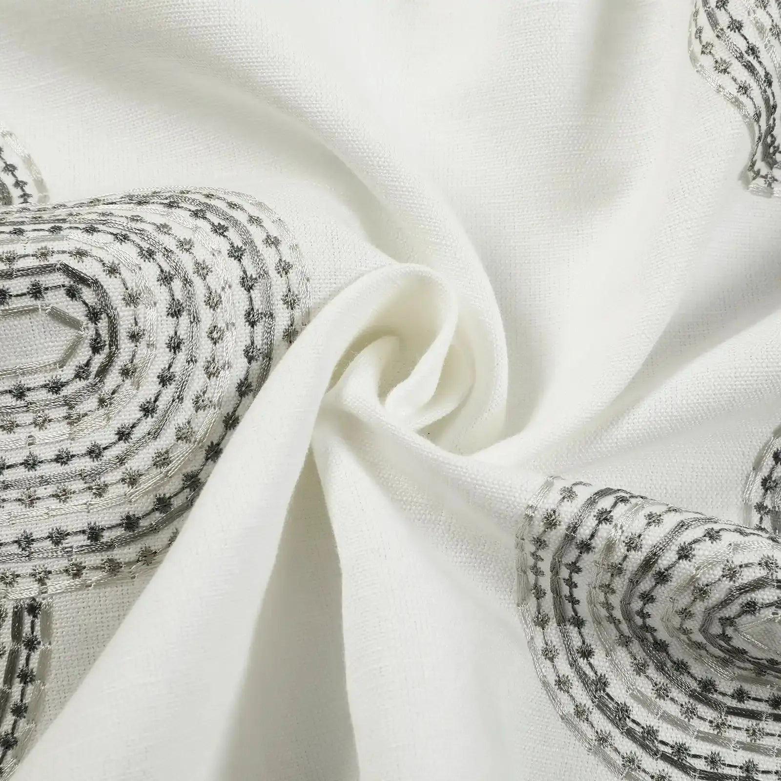 linen cotton embroidered pleated drapery for elegant insulated style