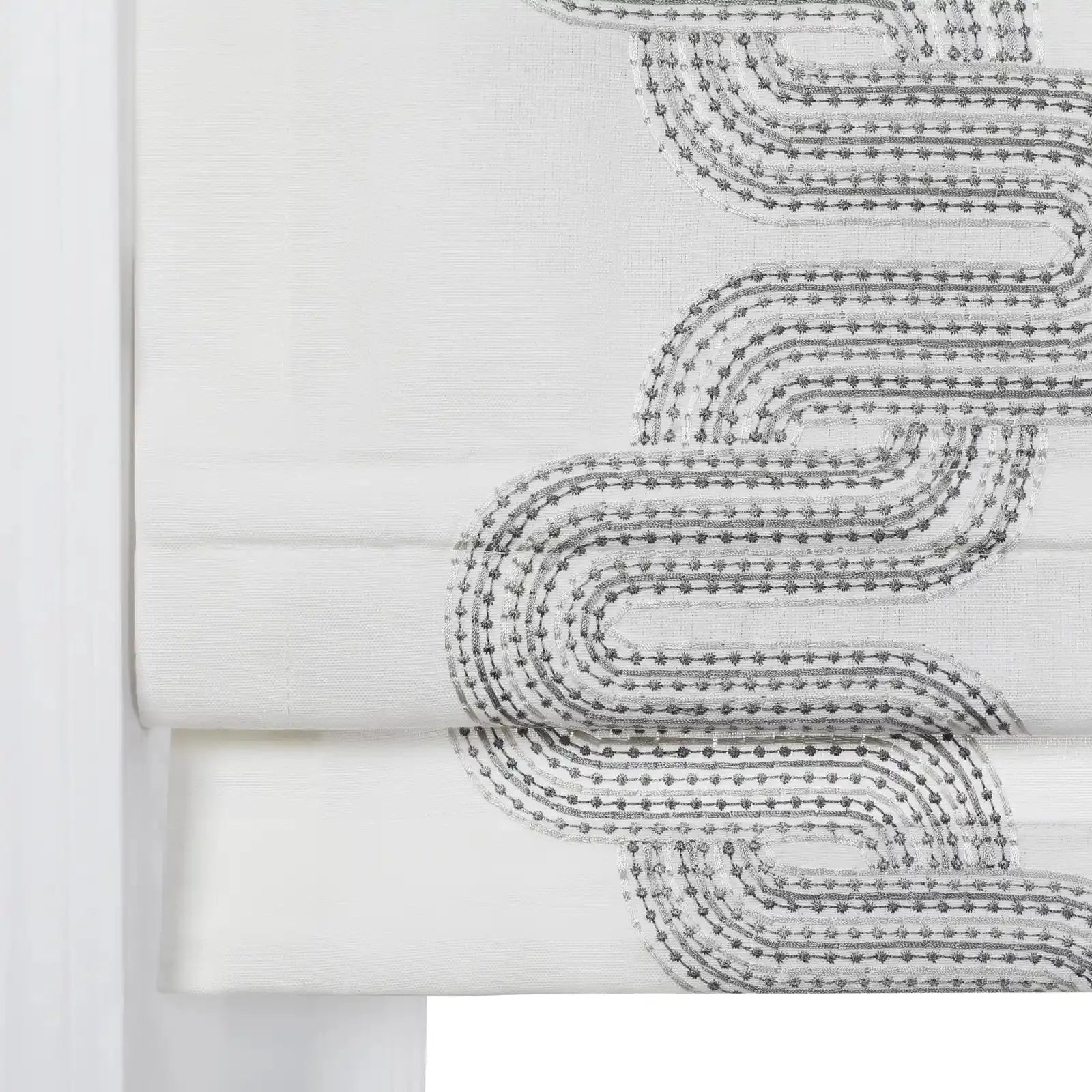 Linnea Linen Cotton Embroidered Roman Shade Cordless -TWOPAGES