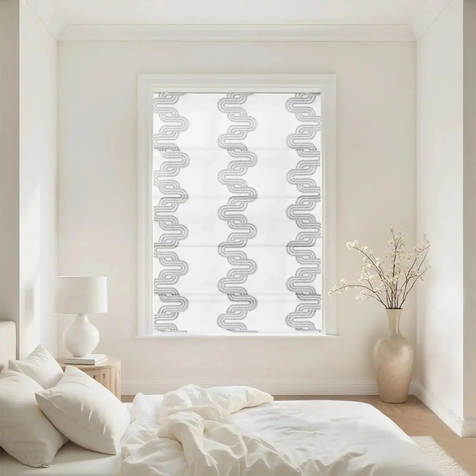 Linnea Linen Cotton Embroidered Roman Shade Cordless -TWOPAGES