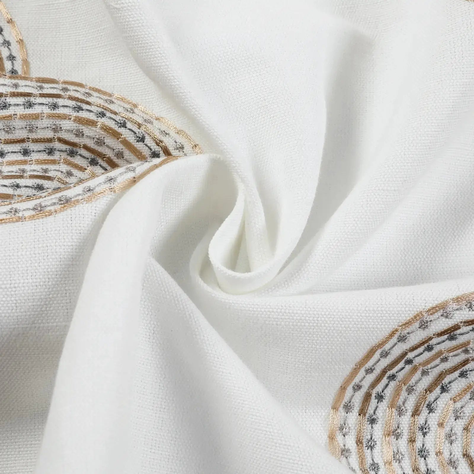 linen cotton embroidered pleated drapery for elegant insulated style