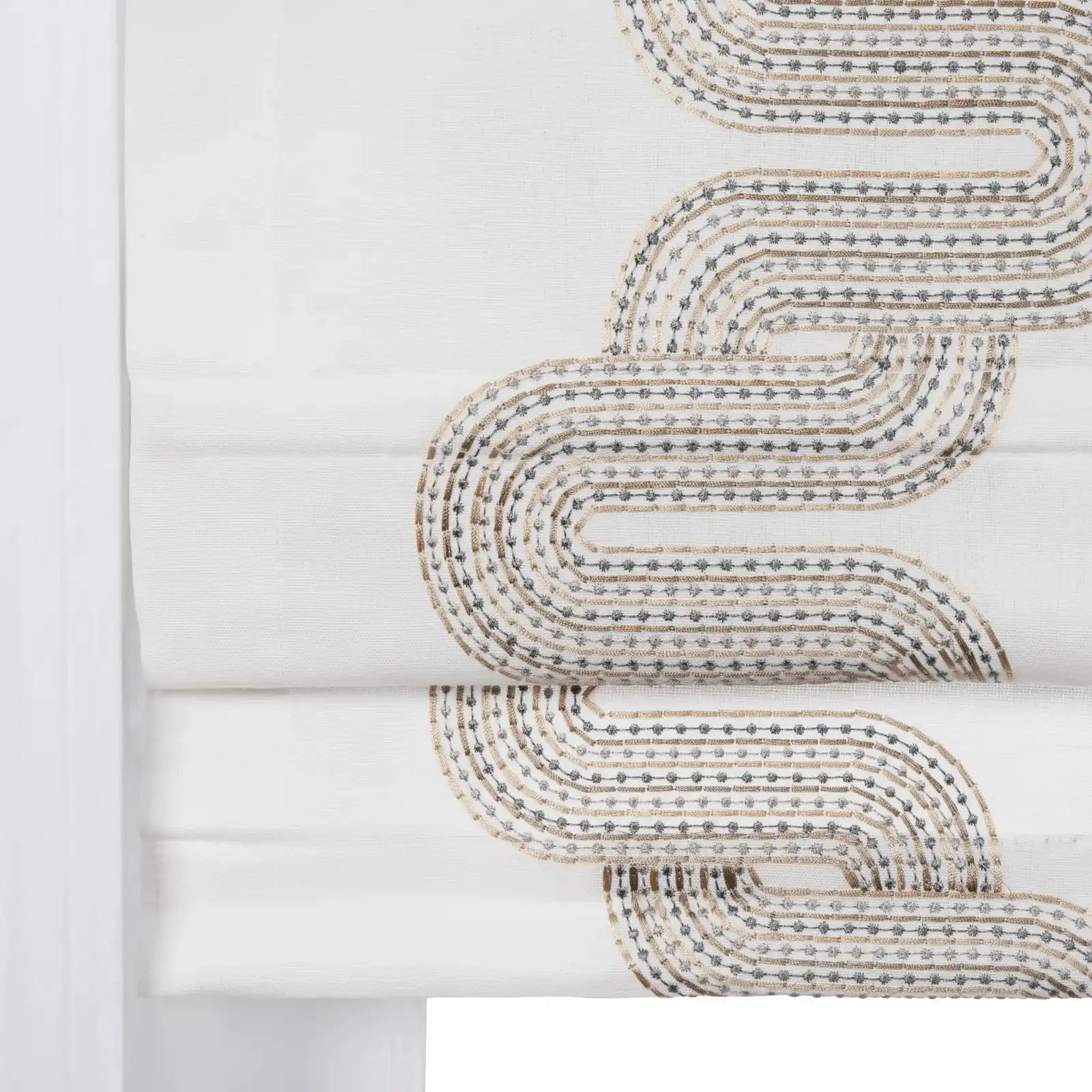 Linnea Linen Cotton Embroidered Roman Shade Cordless -TWOPAGES