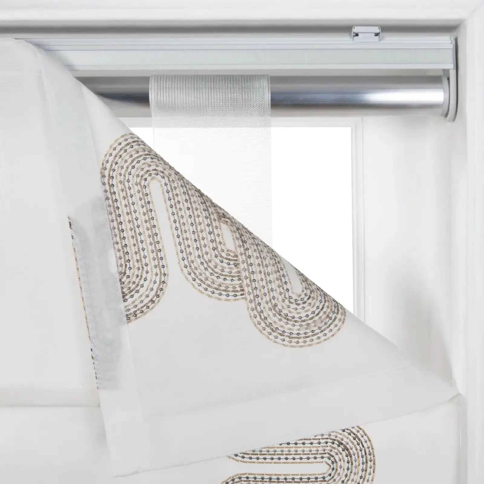 Linnea Linen Cotton Embroidered Roman Shade Cordless -TWOPAGES