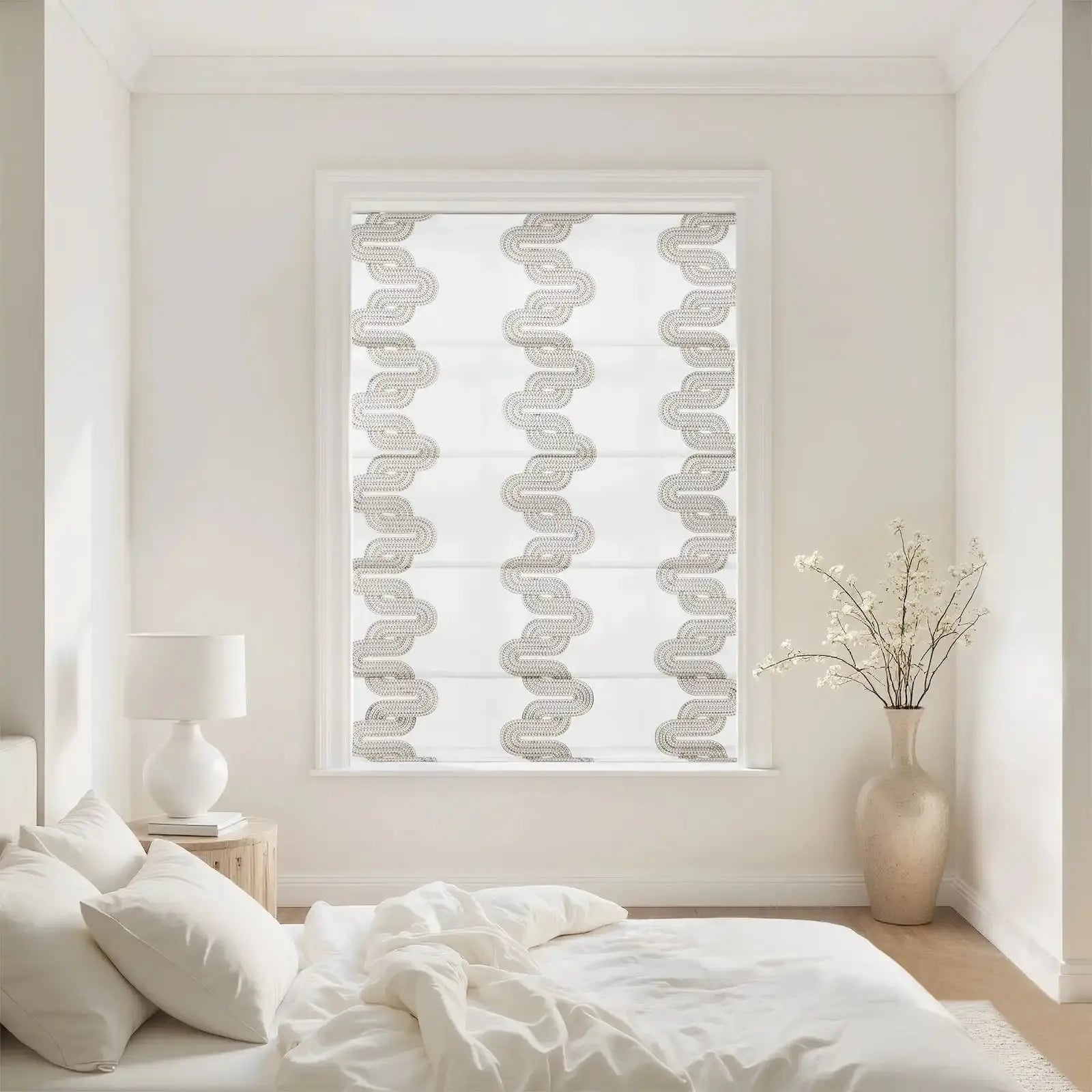 Linnea Linen Cotton Embroidered Roman Shade Cordless -TWOPAGES