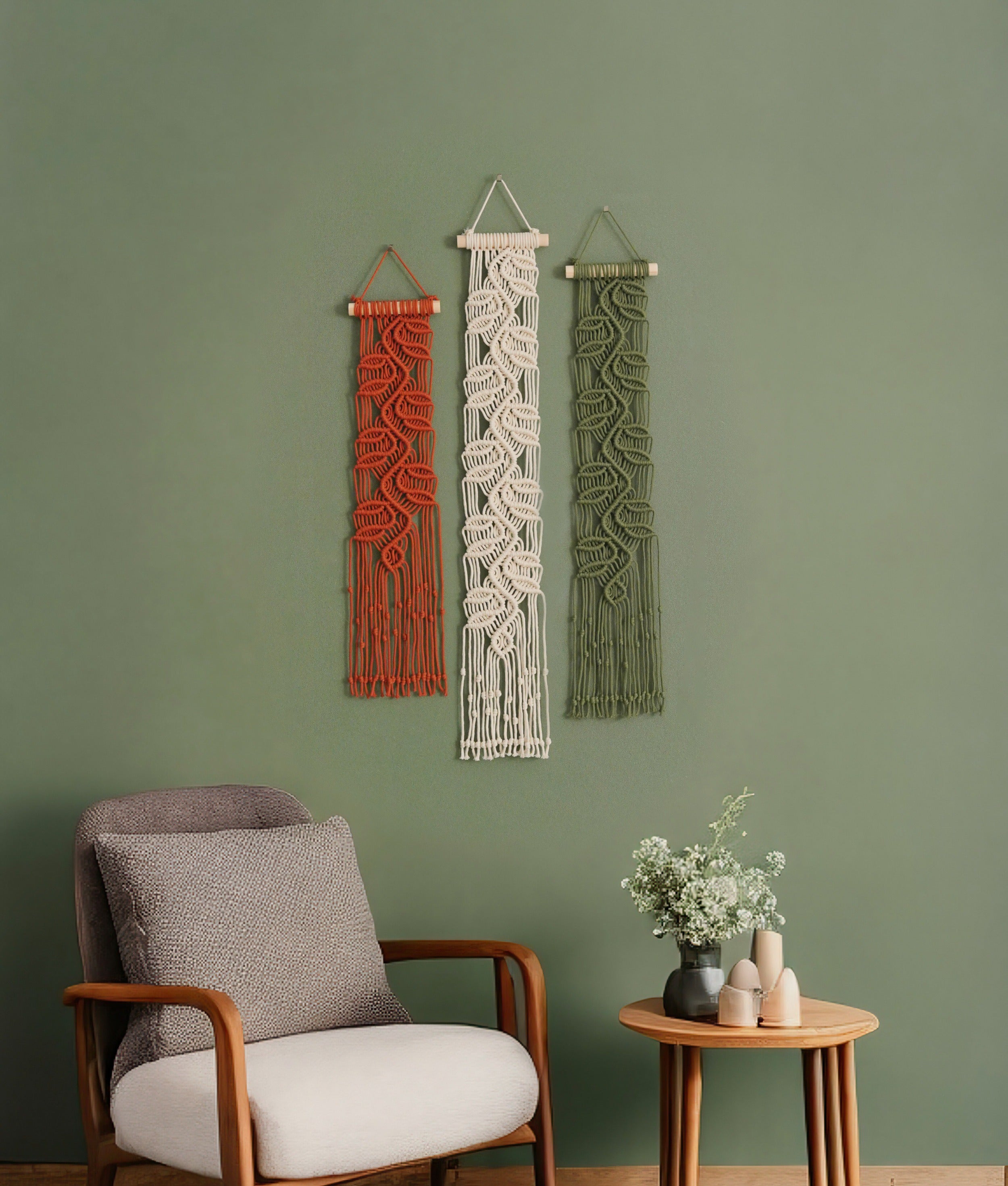Macrame Leaf Wall Hanging, Handcrafted Cotton Boho Wall Art