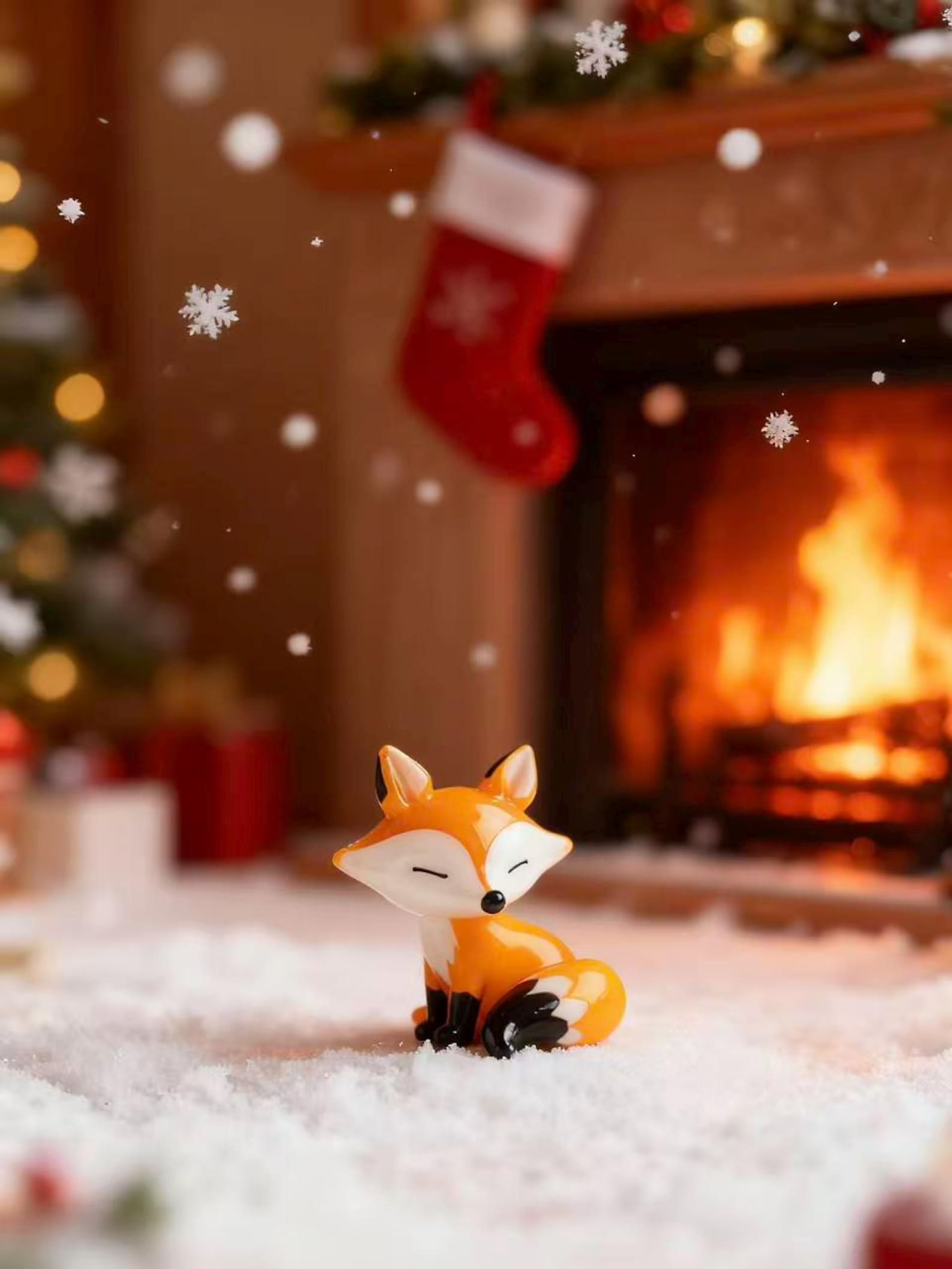 Hand Blown Mini Glass Fox Ornament, Handmade Glass Animal Figurine Christmas Decoration