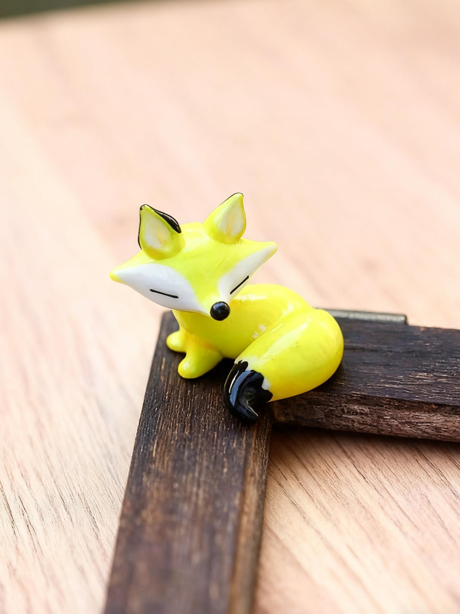 Hand Blown Mini Glass Fox Ornament, Handmade Glass Animal Figurine Christmas Decoration