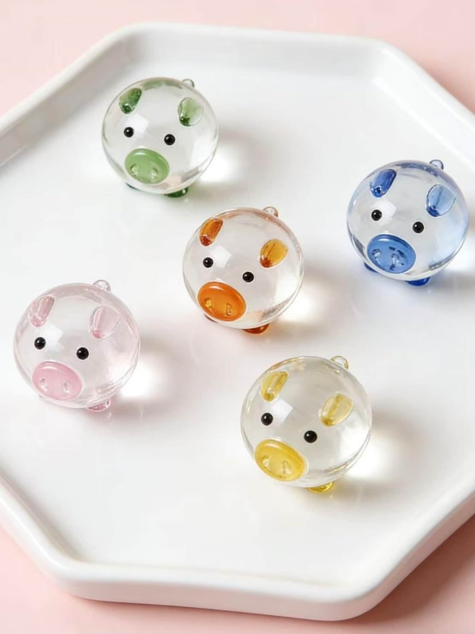 Hand-blown crystal little pig ornaments, glass animal decorations, mini little pigs, home ornaments