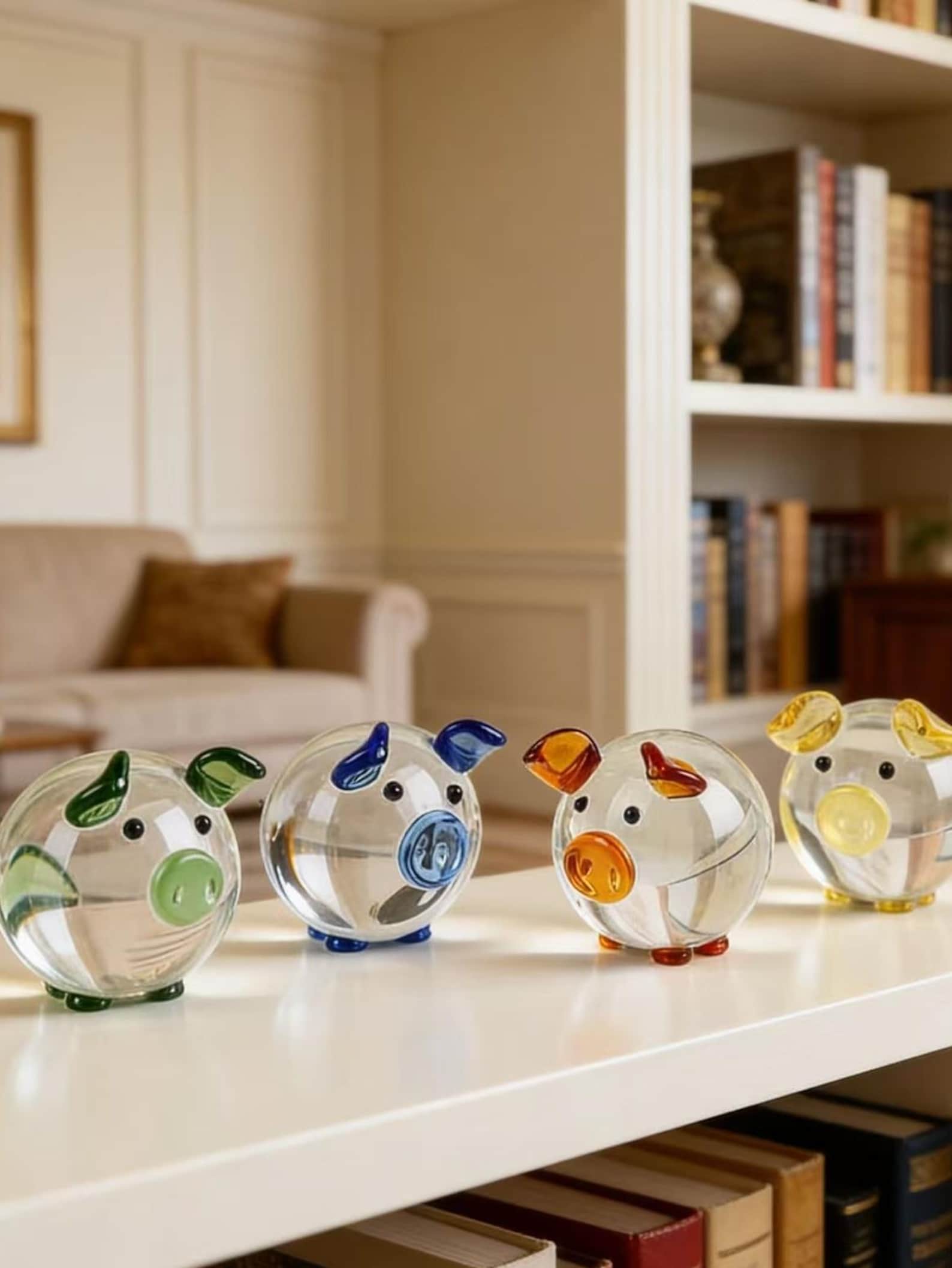 Hand-blown crystal little pig ornaments, glass animal decorations, mini little pigs, home ornaments