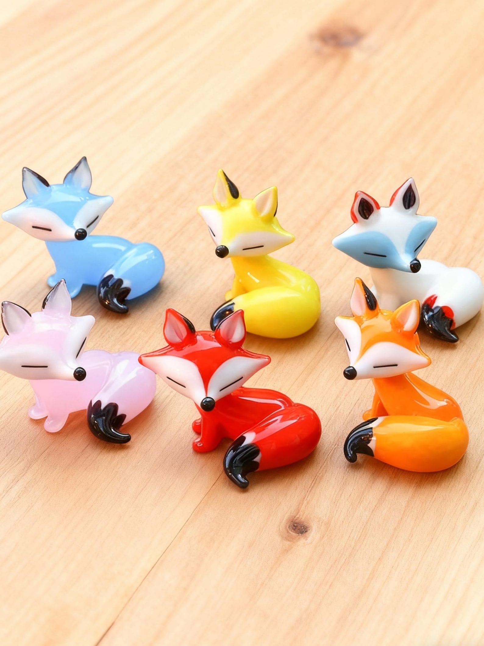 Hand Blown Mini Glass Fox Ornament, Handmade Glass Animal Figurine Christmas Decoration