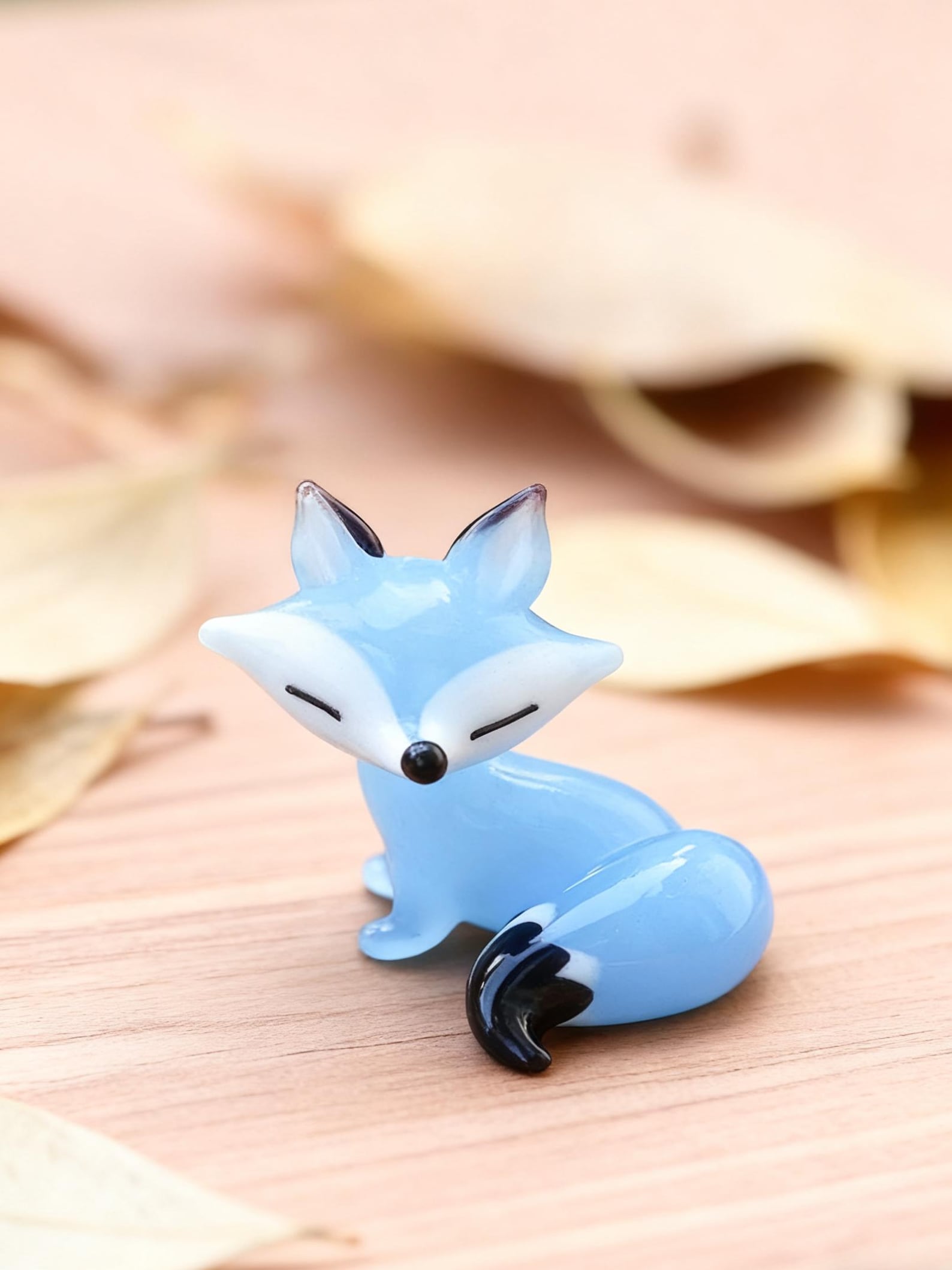 Hand Blown Mini Glass Fox Ornament, Handmade Glass Animal Figurine Christmas Decoration