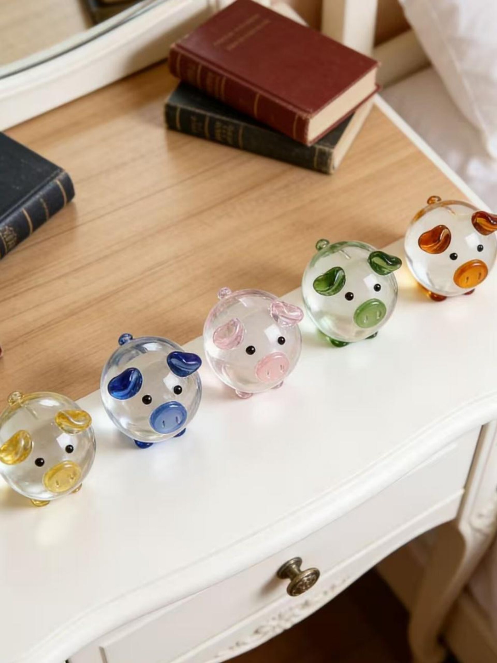 Hand-blown crystal little pig ornaments, glass animal decorations, mini little pigs, home ornaments