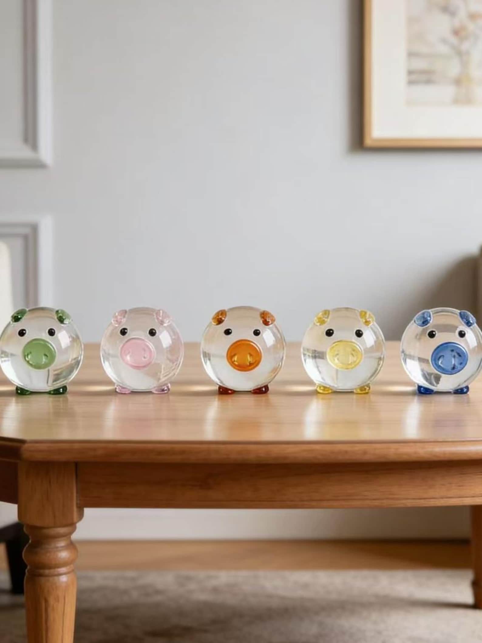 Hand-blown crystal little pig ornaments, glass animal decorations, mini little pigs, home ornaments