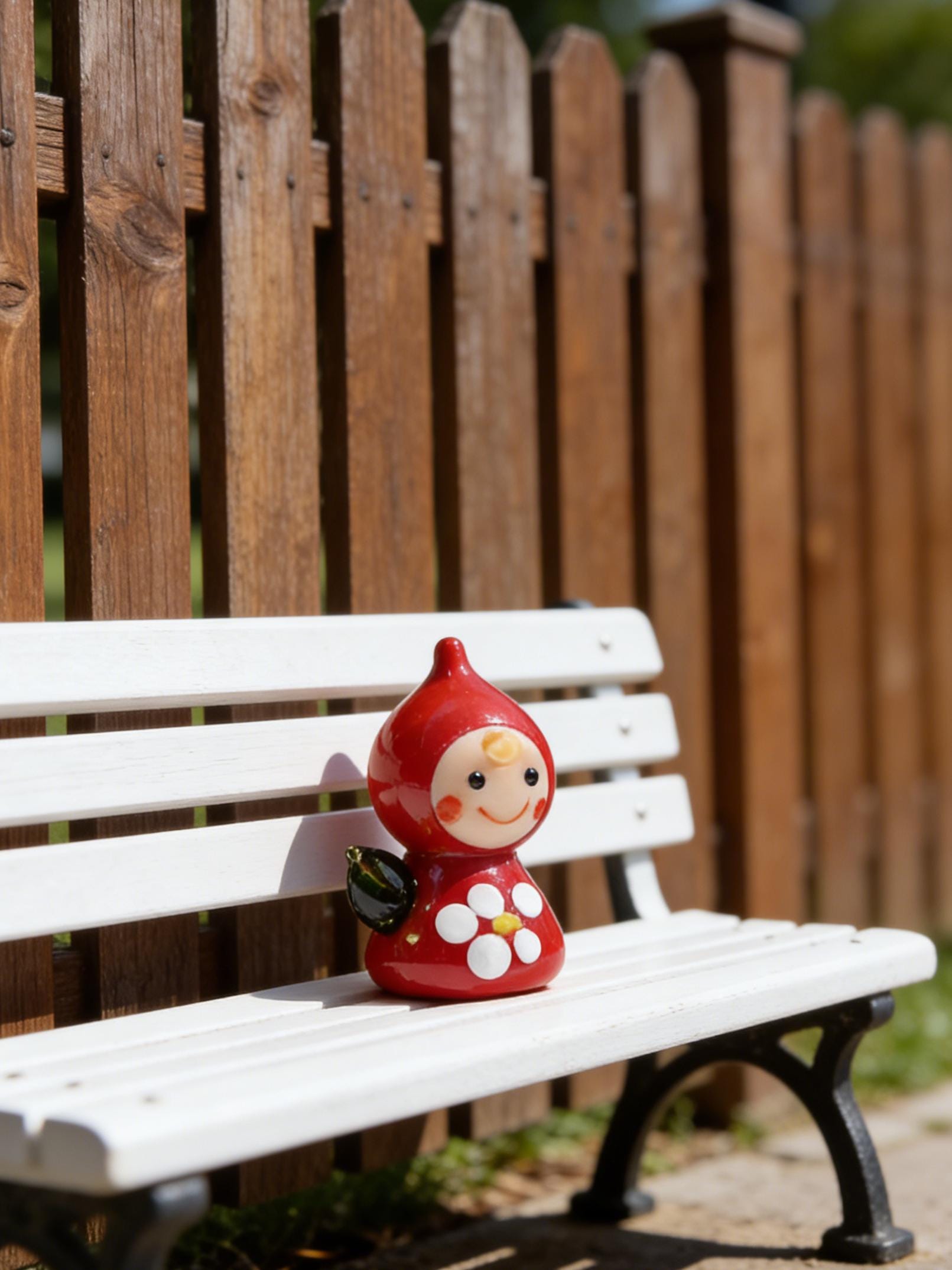 Hand Blown Glass Little Red Riding Hood Doll Figurine, Handmade Glass Girl Ornament Home Decor