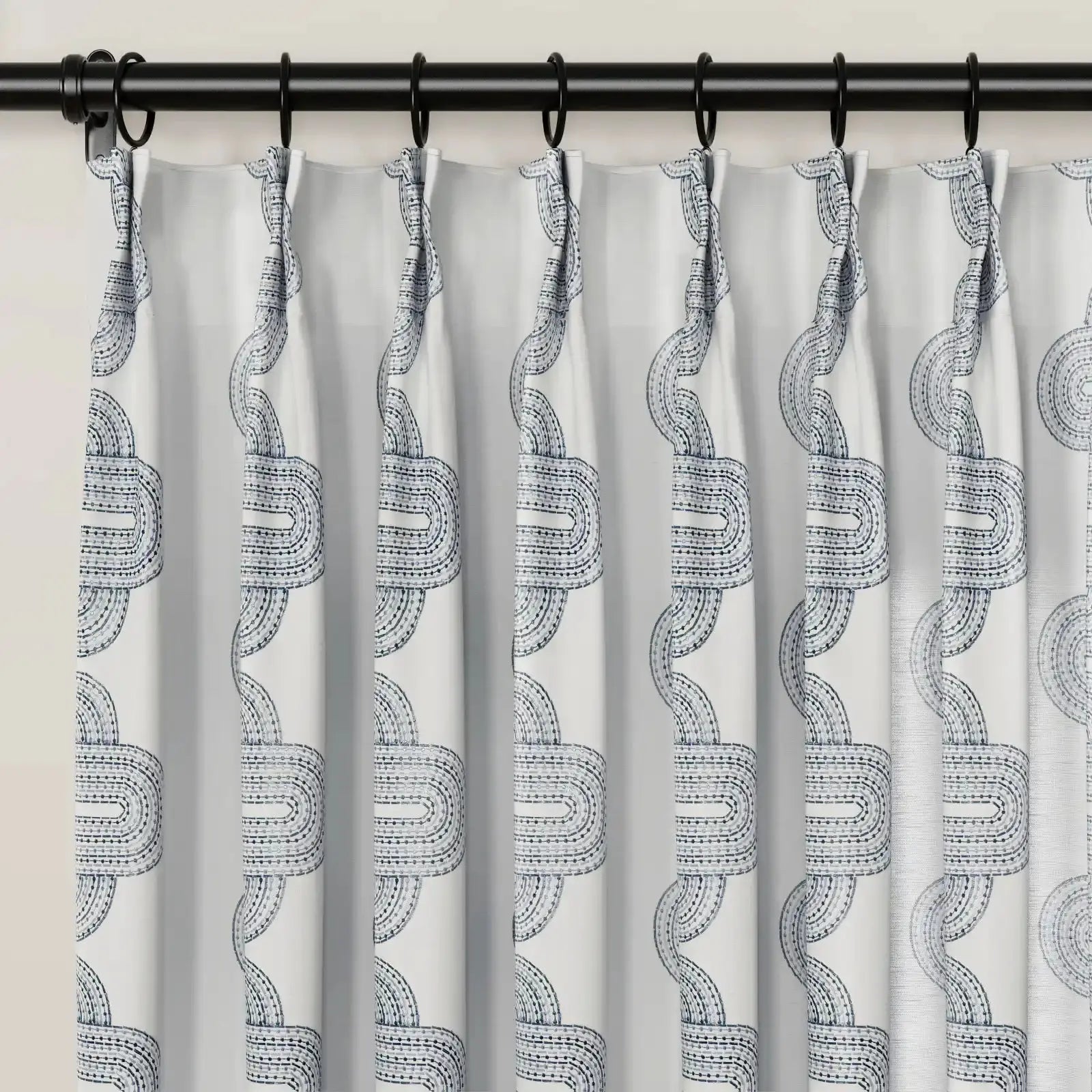 linen cotton embroidered pleated drapery for elegant insulated style