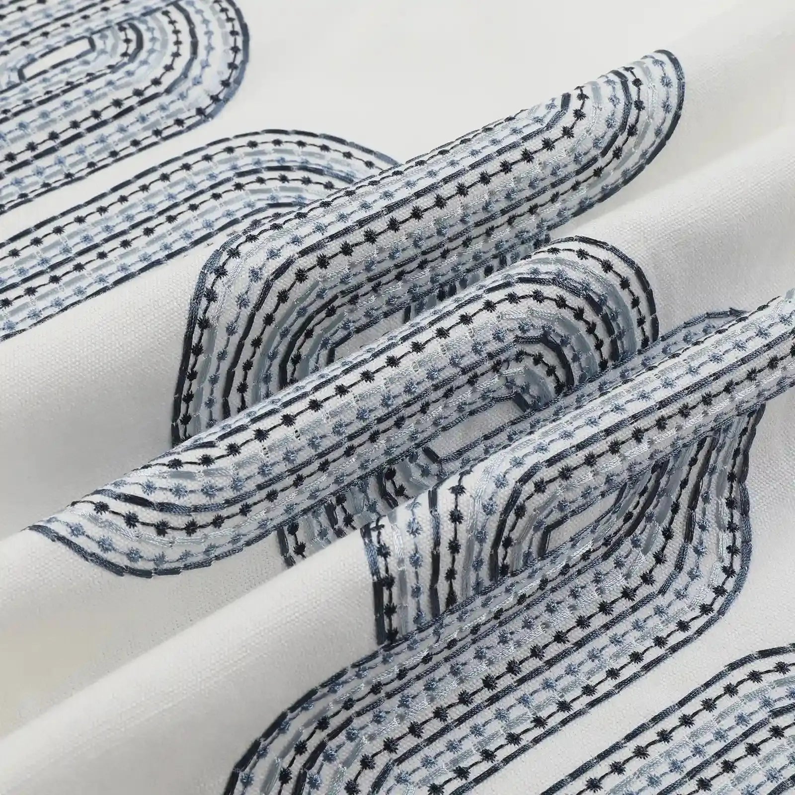 linen cotton embroidered pleated drapery for elegant insulated style