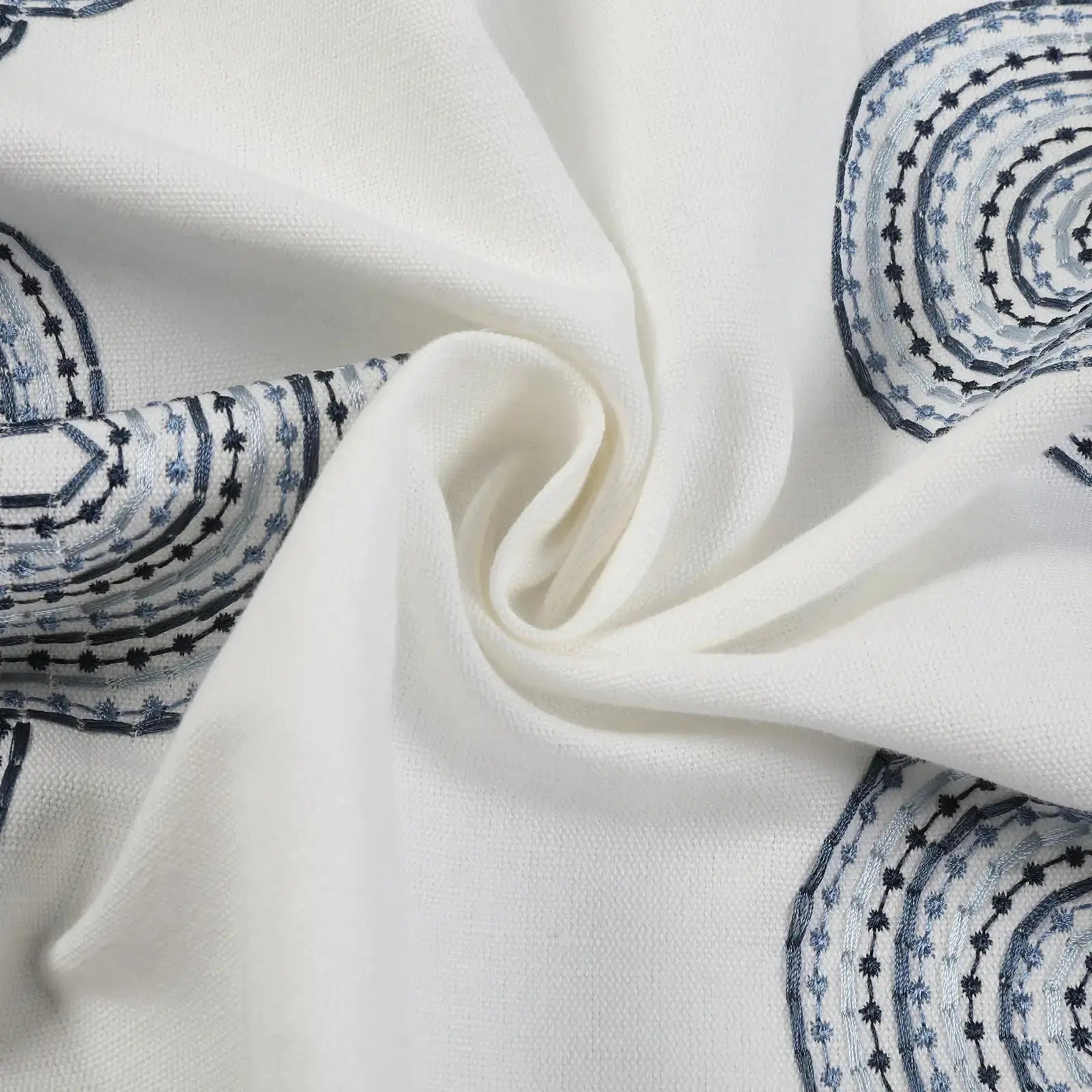 linen cotton embroidered pleated drapery for elegant insulated style