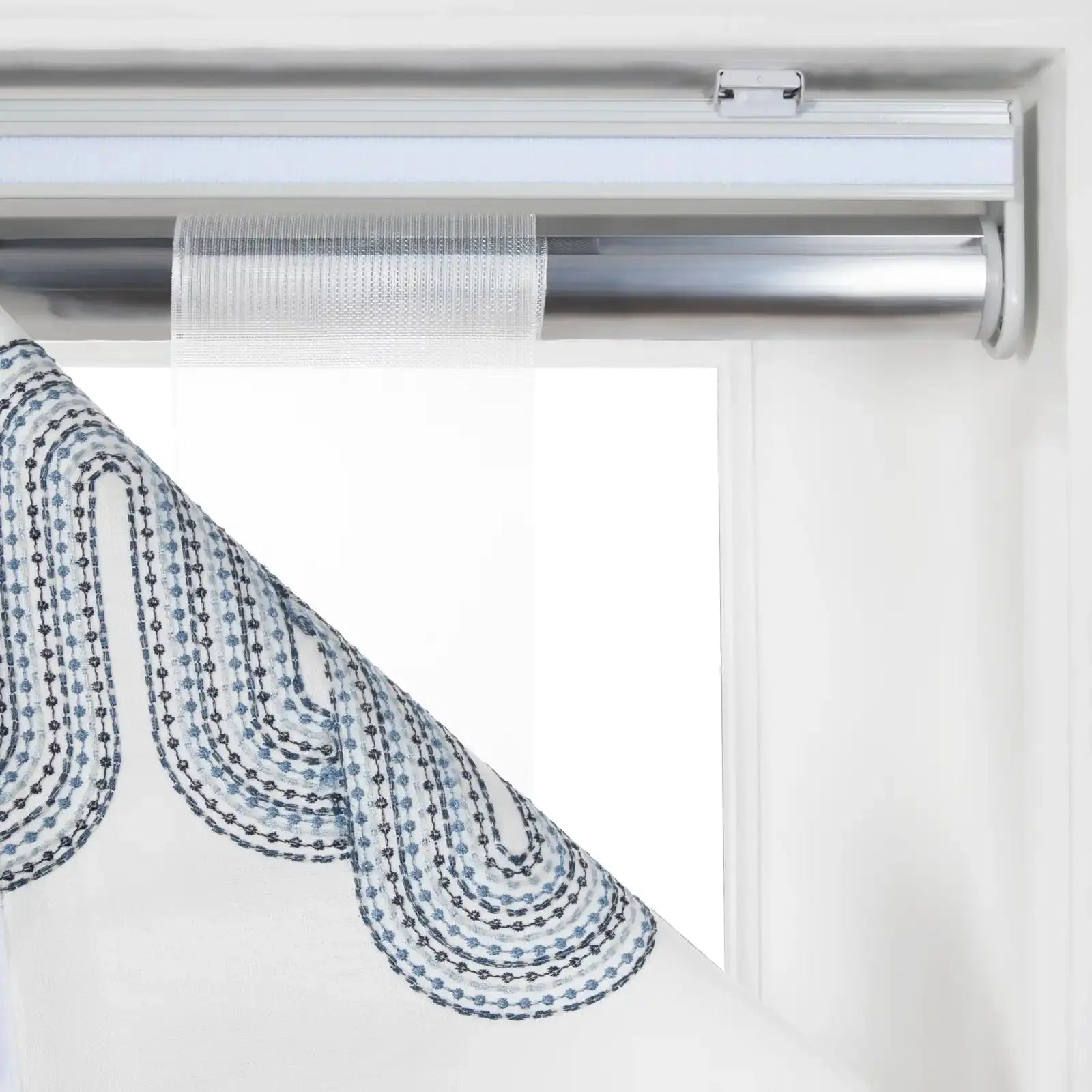 Linnea Linen Cotton Embroidered Roman Shade Cordless -TWOPAGES