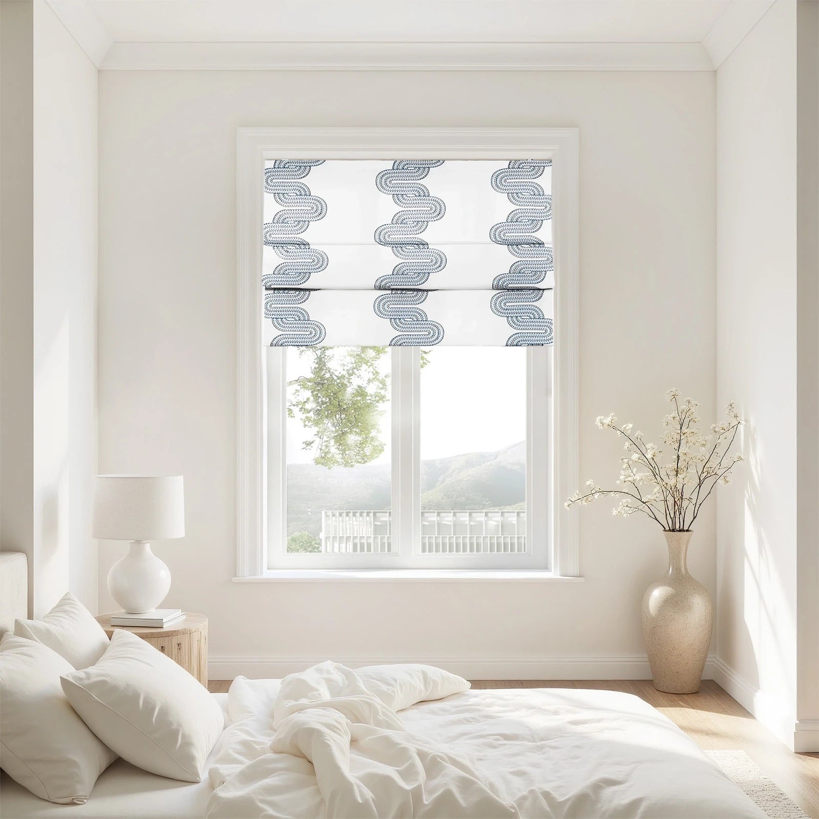 Linnea Linen Cotton Embroidered Roman Shade Cordless