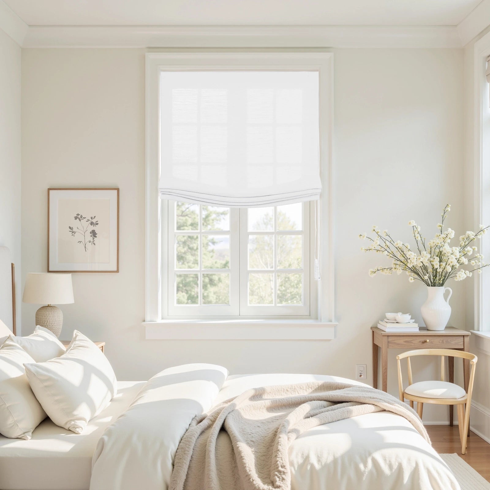 Custom Relaxed Roman Shades Cord Lift