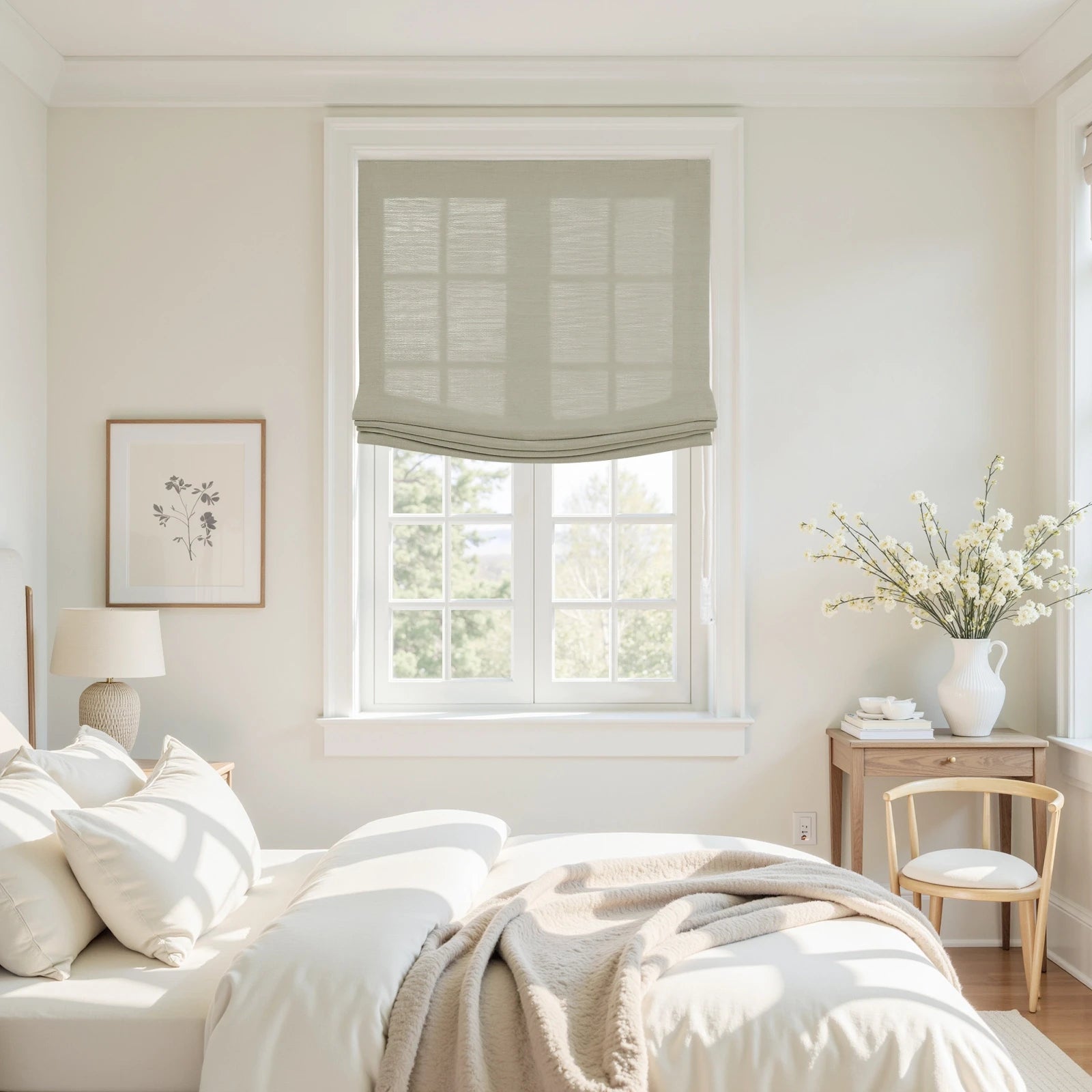 Custom Relaxed Roman Shades Cord Lift