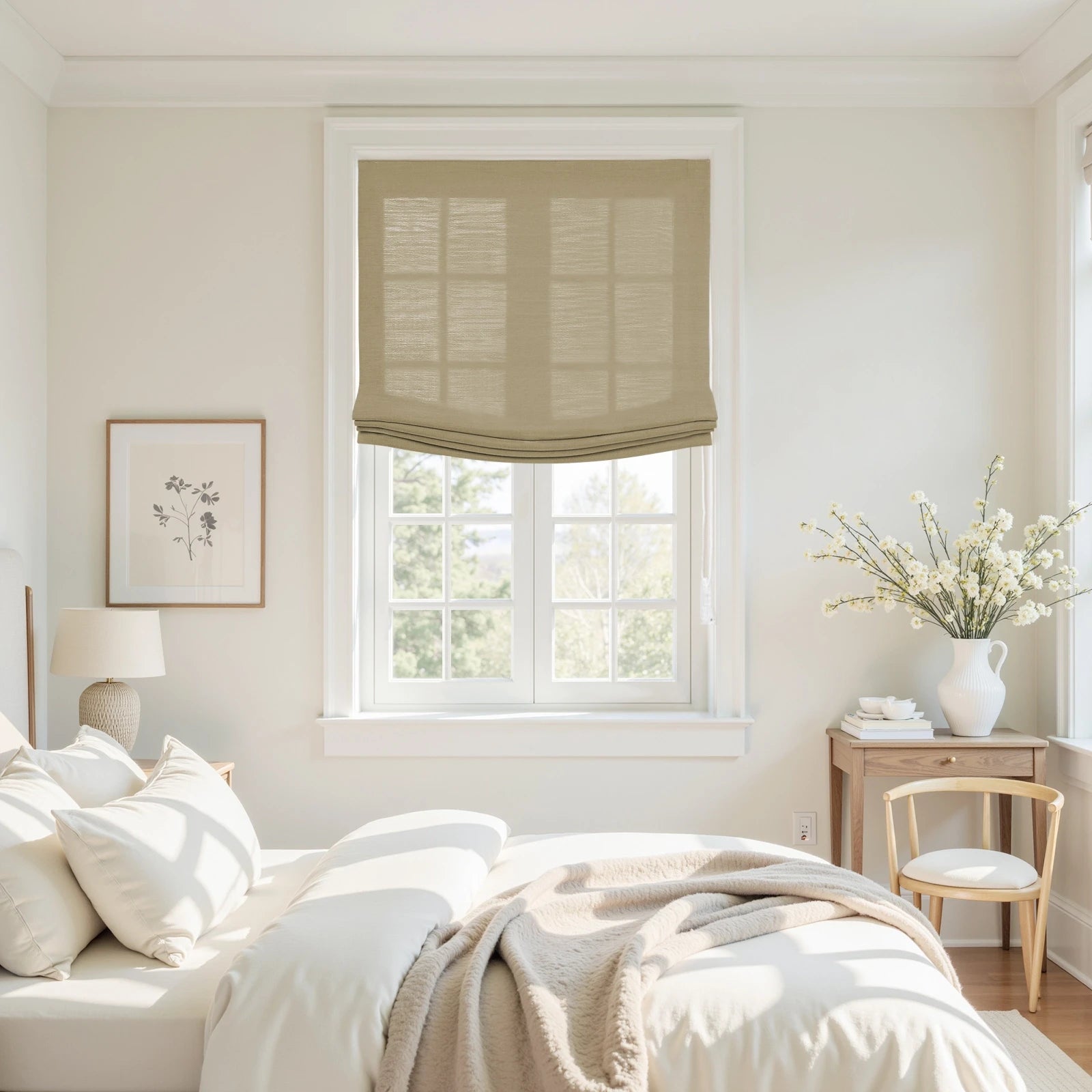 Custom Relaxed Roman Shades Cord Lift