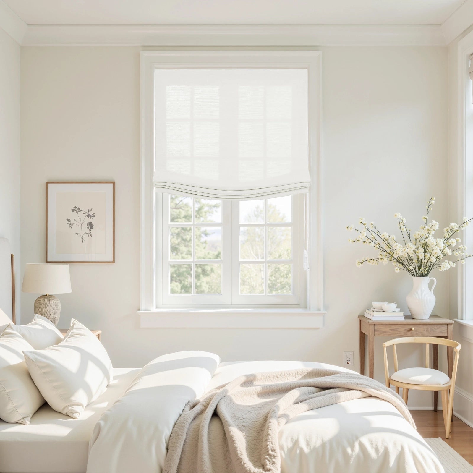 Custom Relaxed Roman Shades Cord Lift