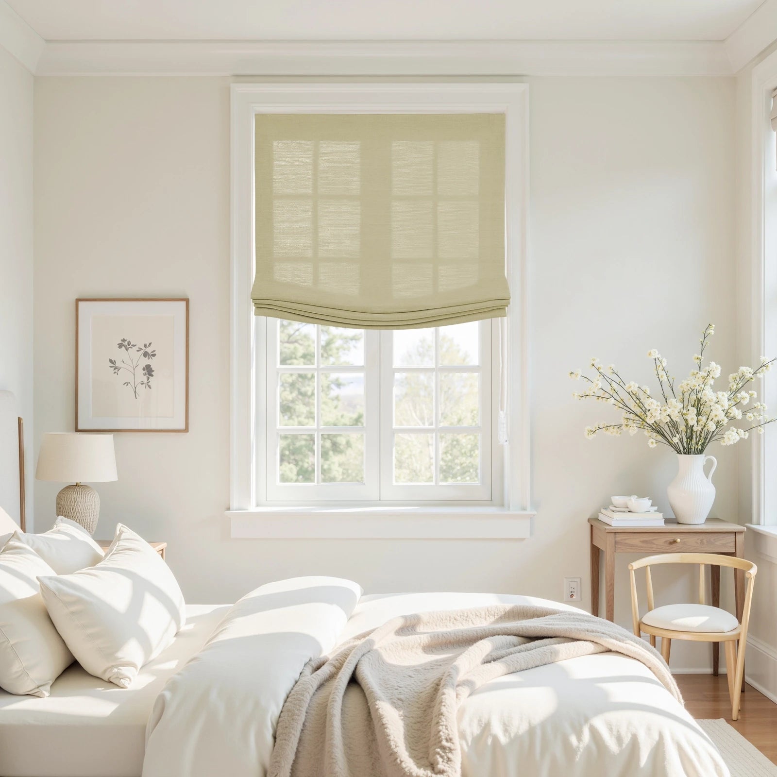 Custom Relaxed Roman Shades Cord Lift