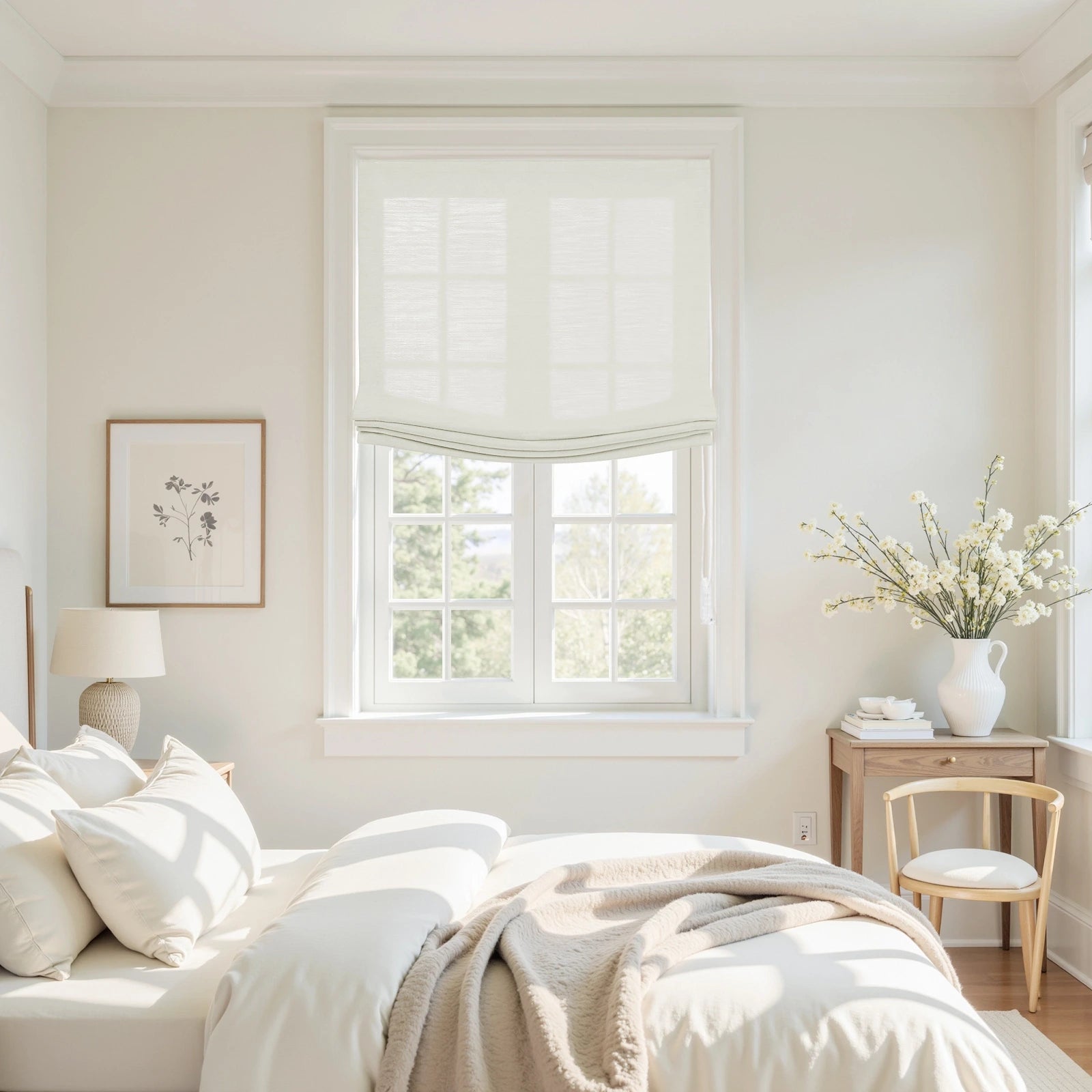 Custom Relaxed Roman Shades Cord Lift