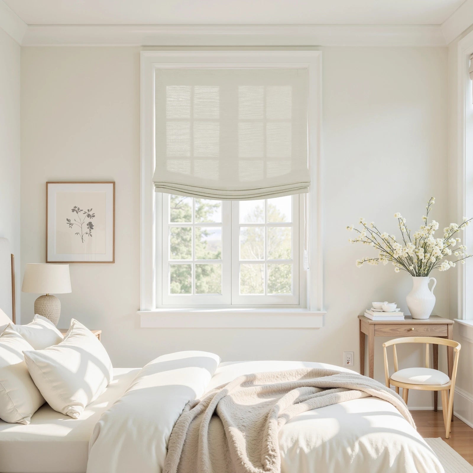 Custom Relaxed Roman Shades Cord Lift