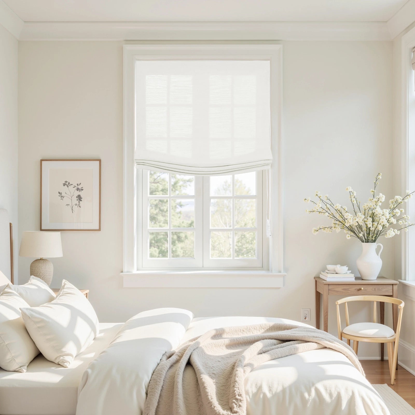 Custom Relaxed Roman Shades Cord Lift