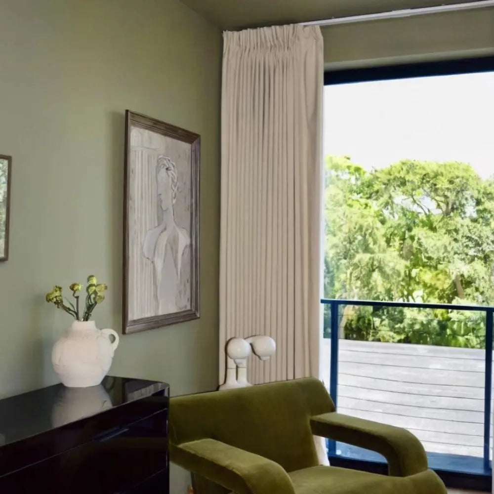 Isabella heavyweight cotton pleated drapery for elegant insulated interiors