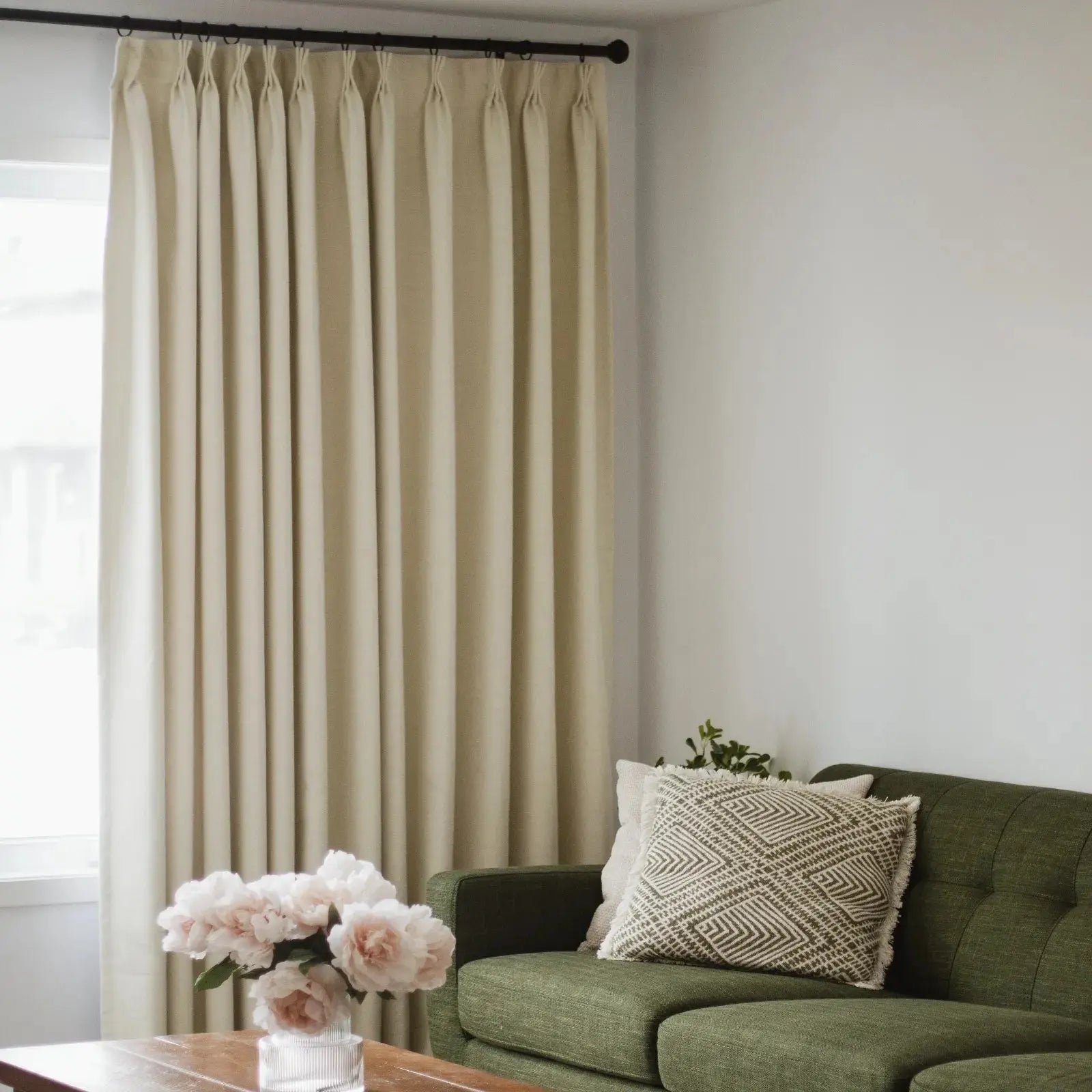 Isabella heavyweight cotton pleated drapery for elegant insulated interiors