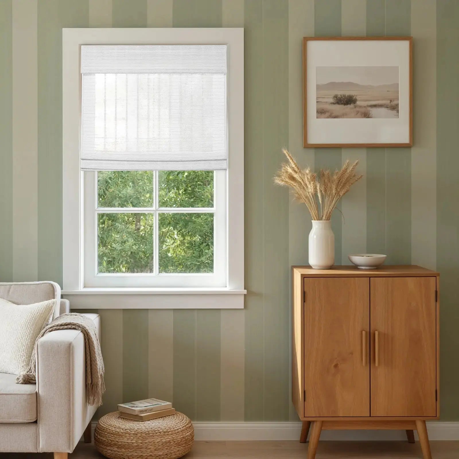Rae Natural Ramie Flax Woven Wood Shades - Series C -TWOPAGES CURTAINS