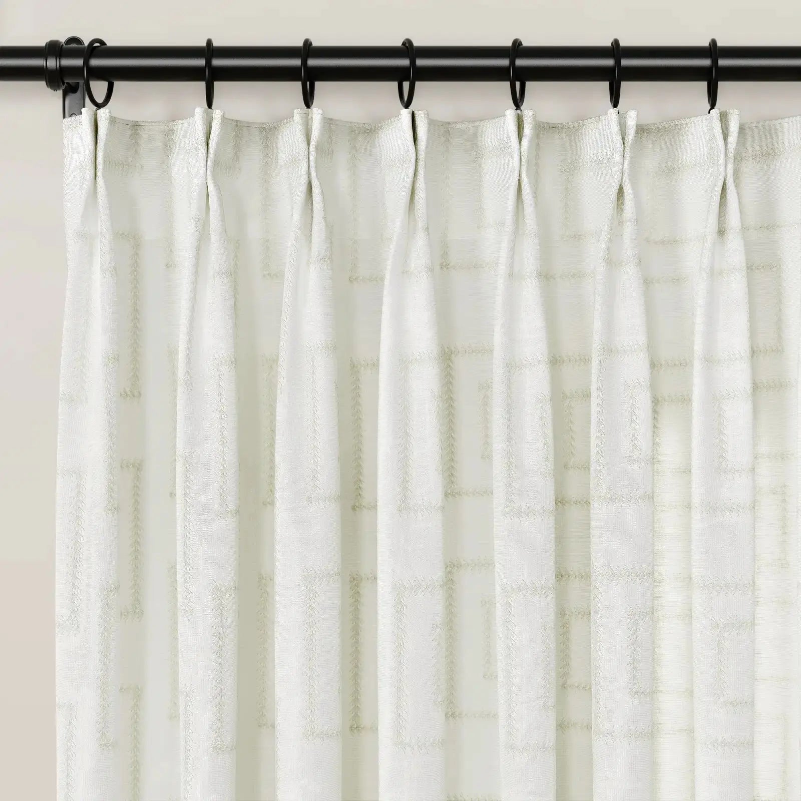 linen cotton embroidered pleated drapery for elegant insulated style