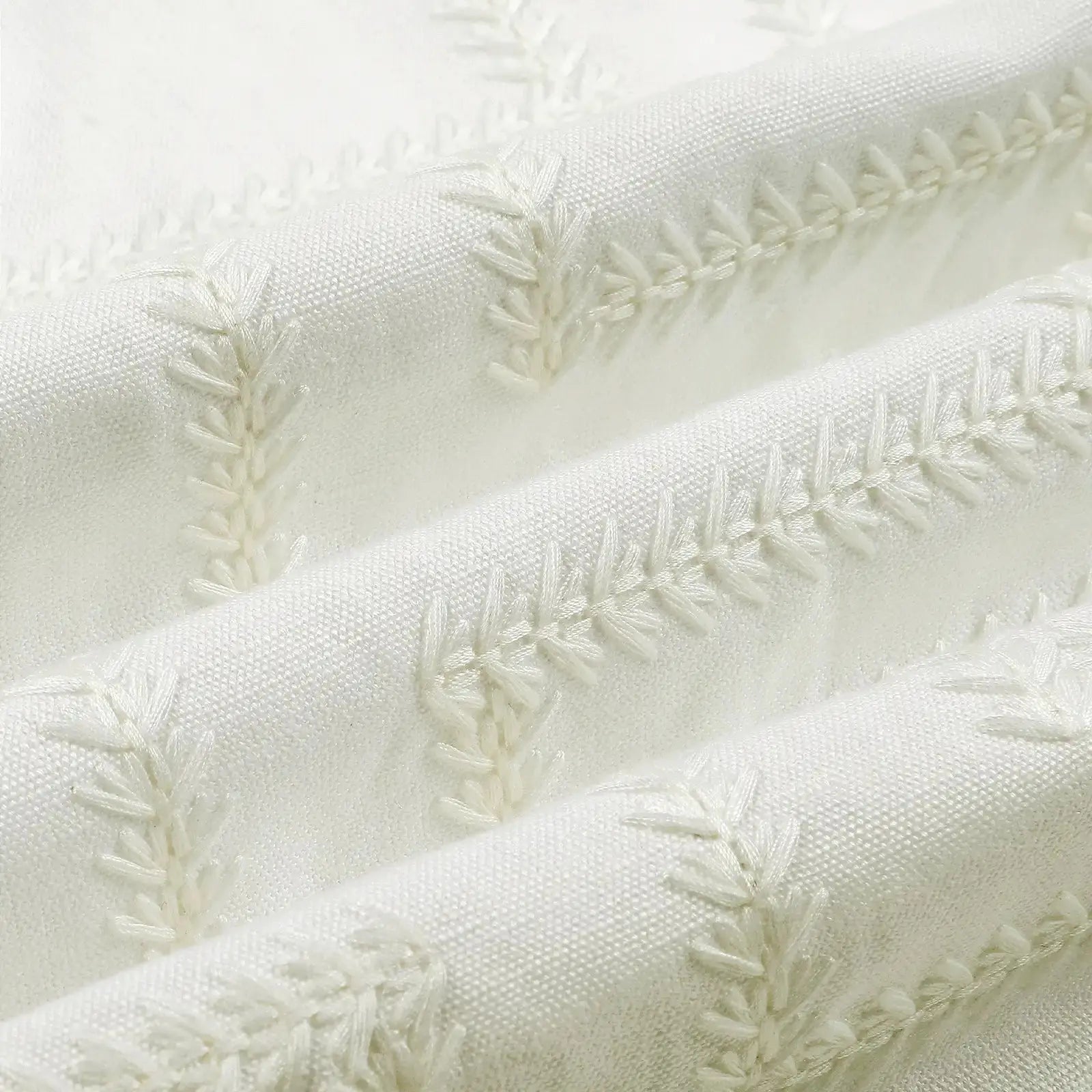 linen cotton embroidered pleated drapery for elegant insulated style